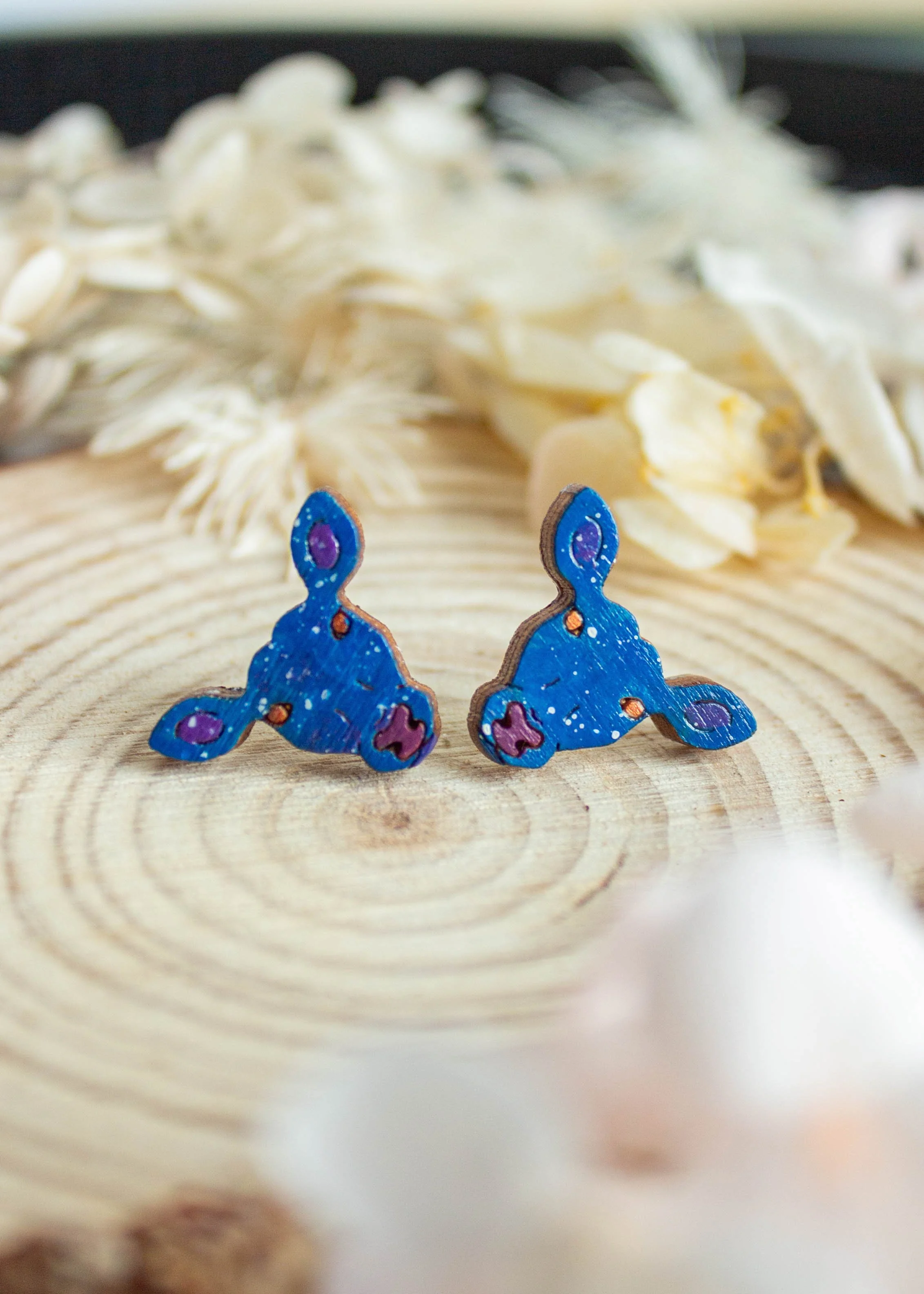Hand Painted Celestial Deer Stud Earrings