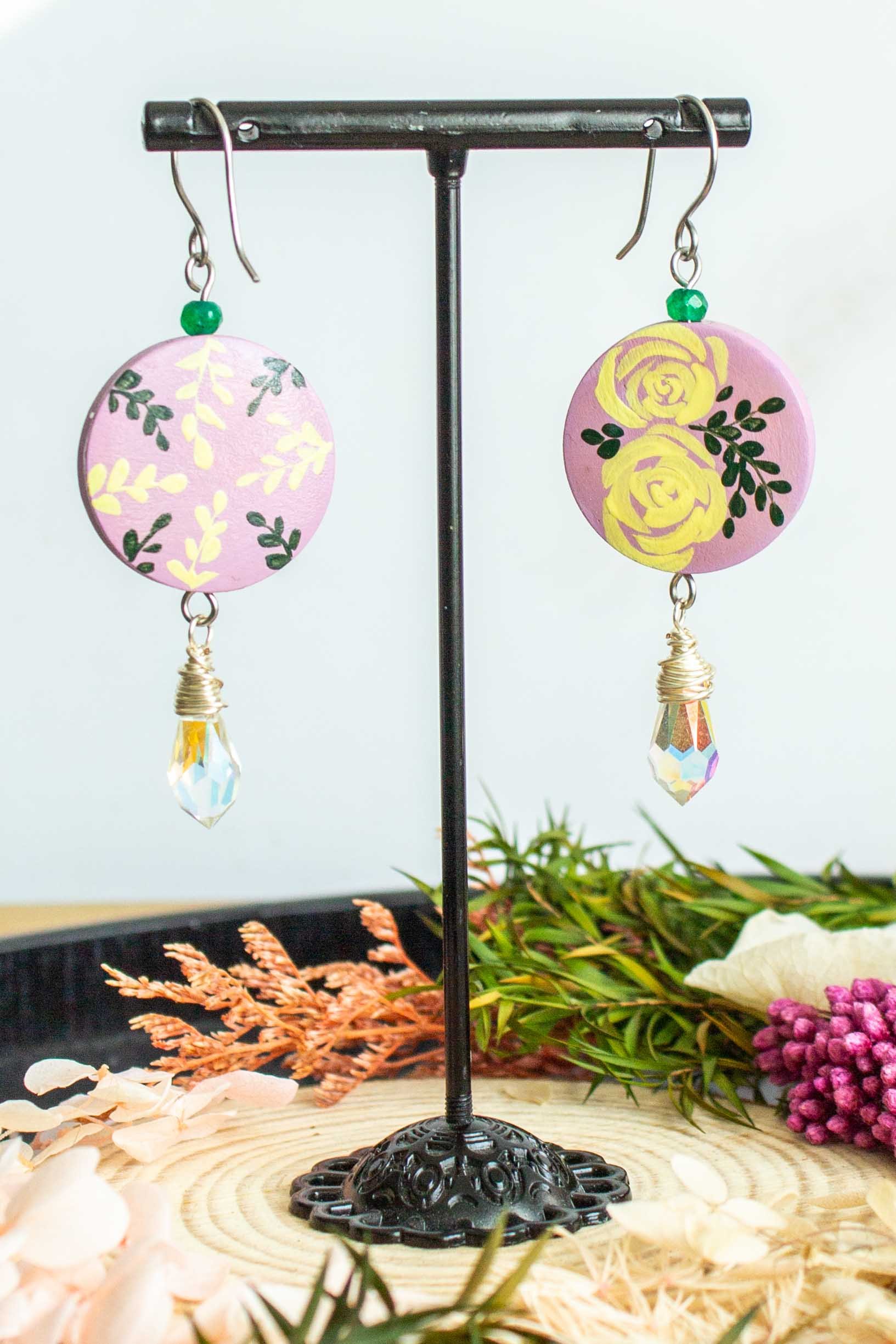 hand-painted-yellow-roses-earrings-lilac-dangles-6.jpg