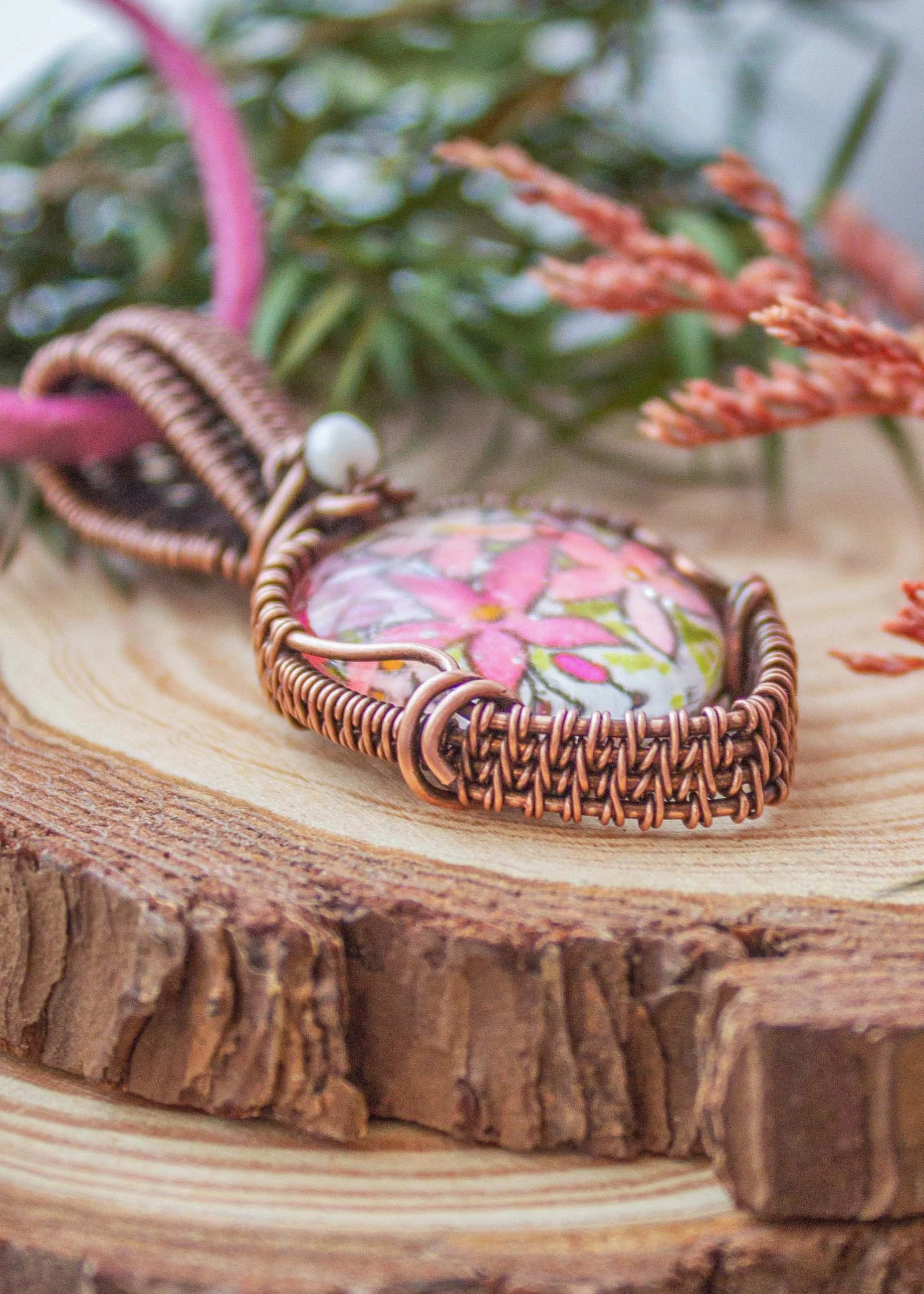 hand-painted-pink-flowers-pendant-wire-wrapped-oxidized-copper-2-2.jpg