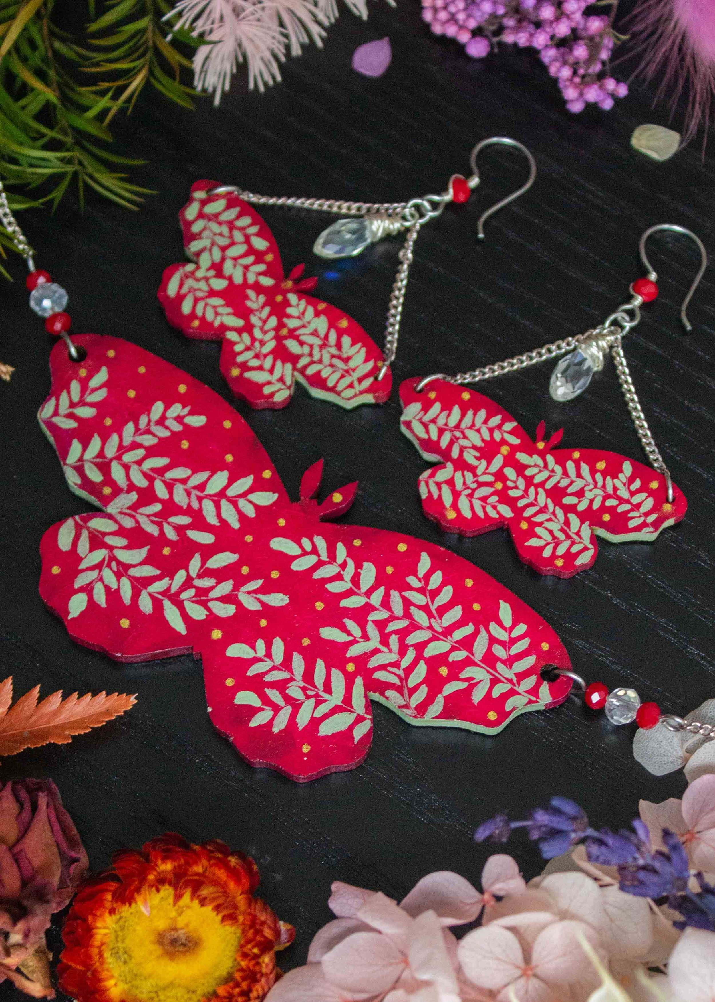 hand-painted-butterfly-earrings-red-and-green-moth-pendant-2.jpg