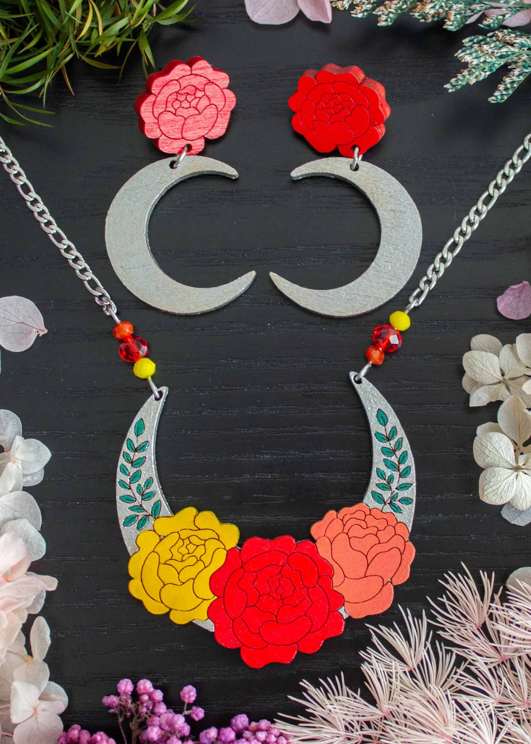 Crescent Moon Peonies Set