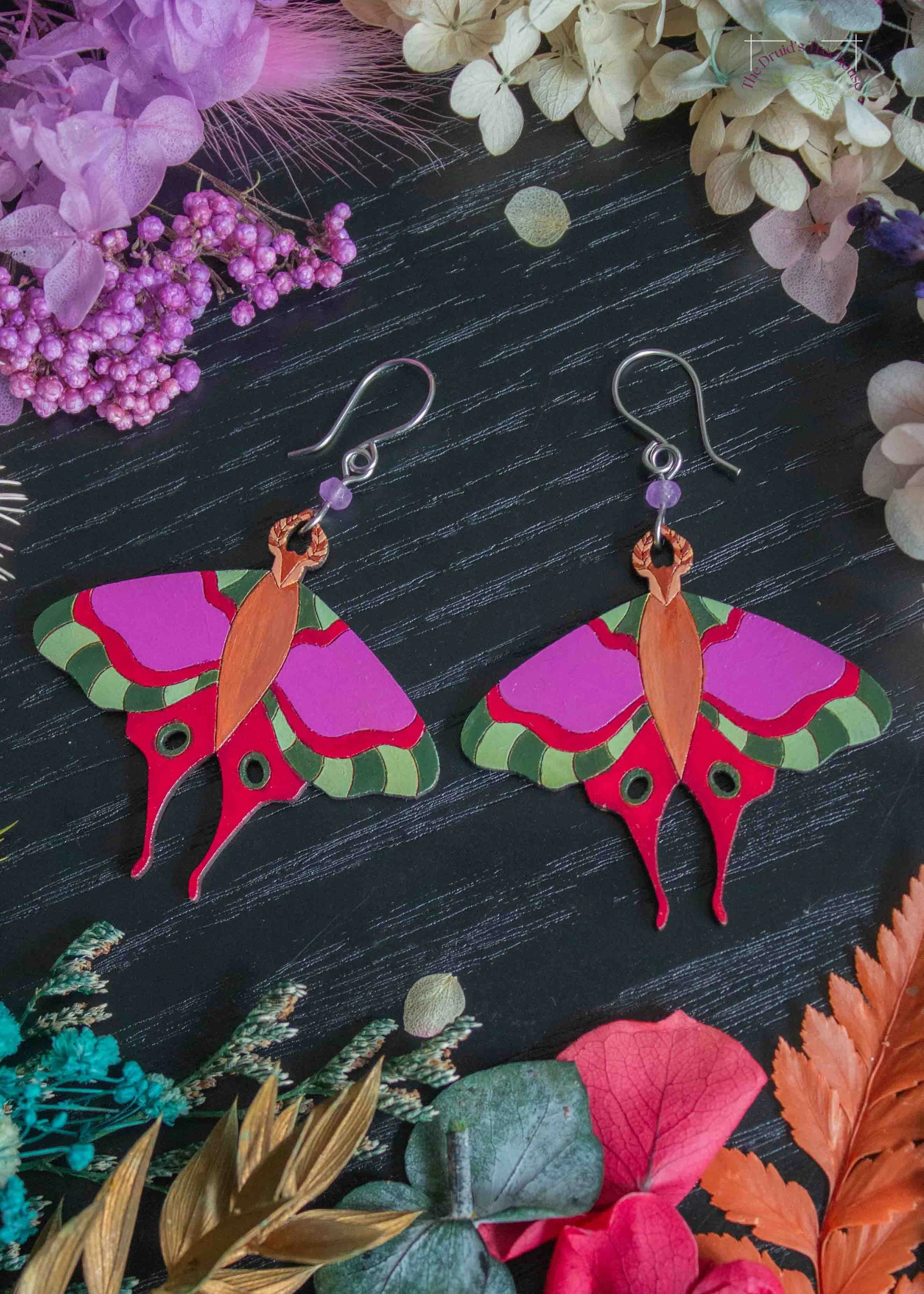 Purple and Red Butterfly Earrings