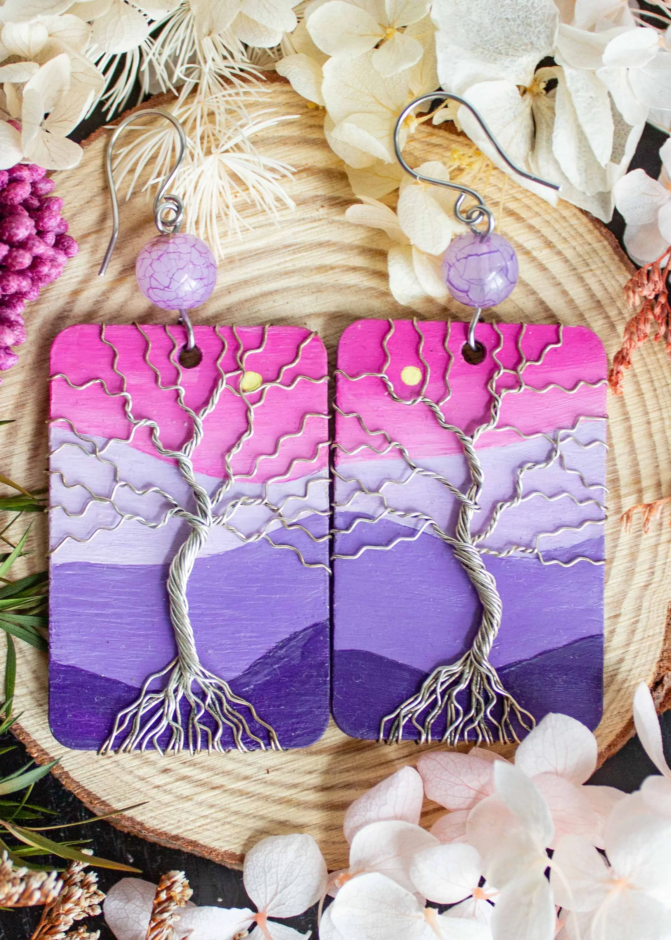 Tree of Life on Hand Painted Dangles