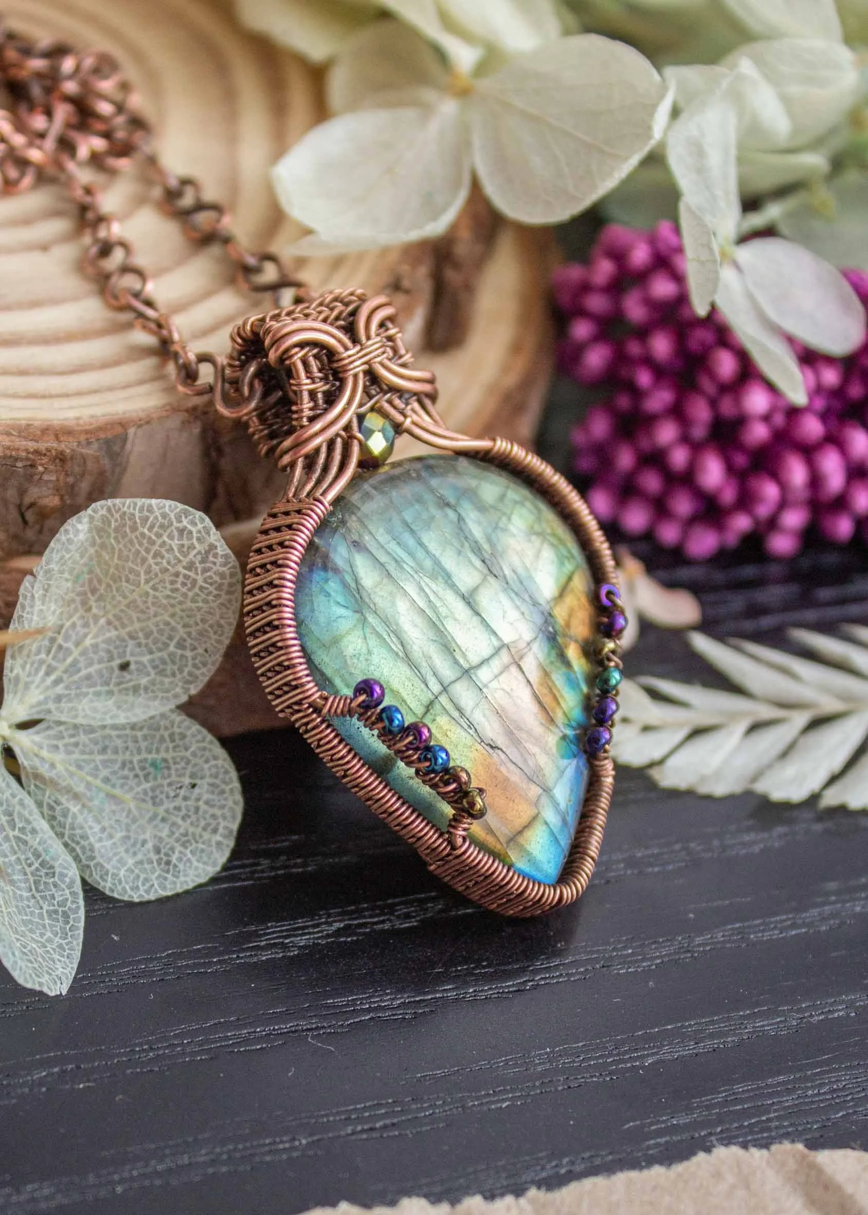 Wire Wrapped Labradorite Pendant