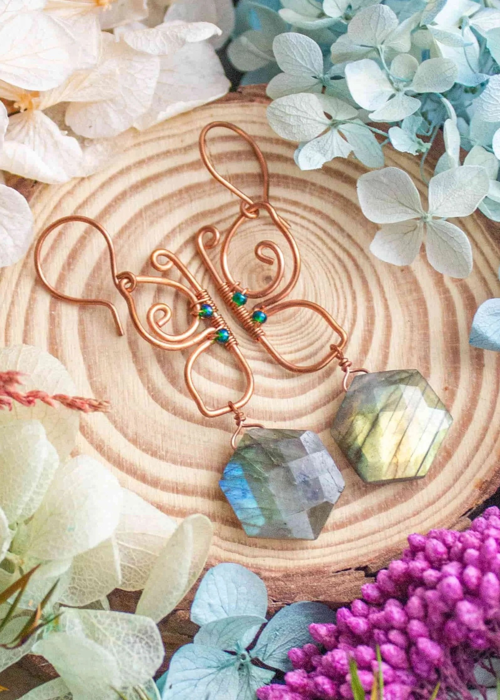 Labradorite Butterfly Earrings