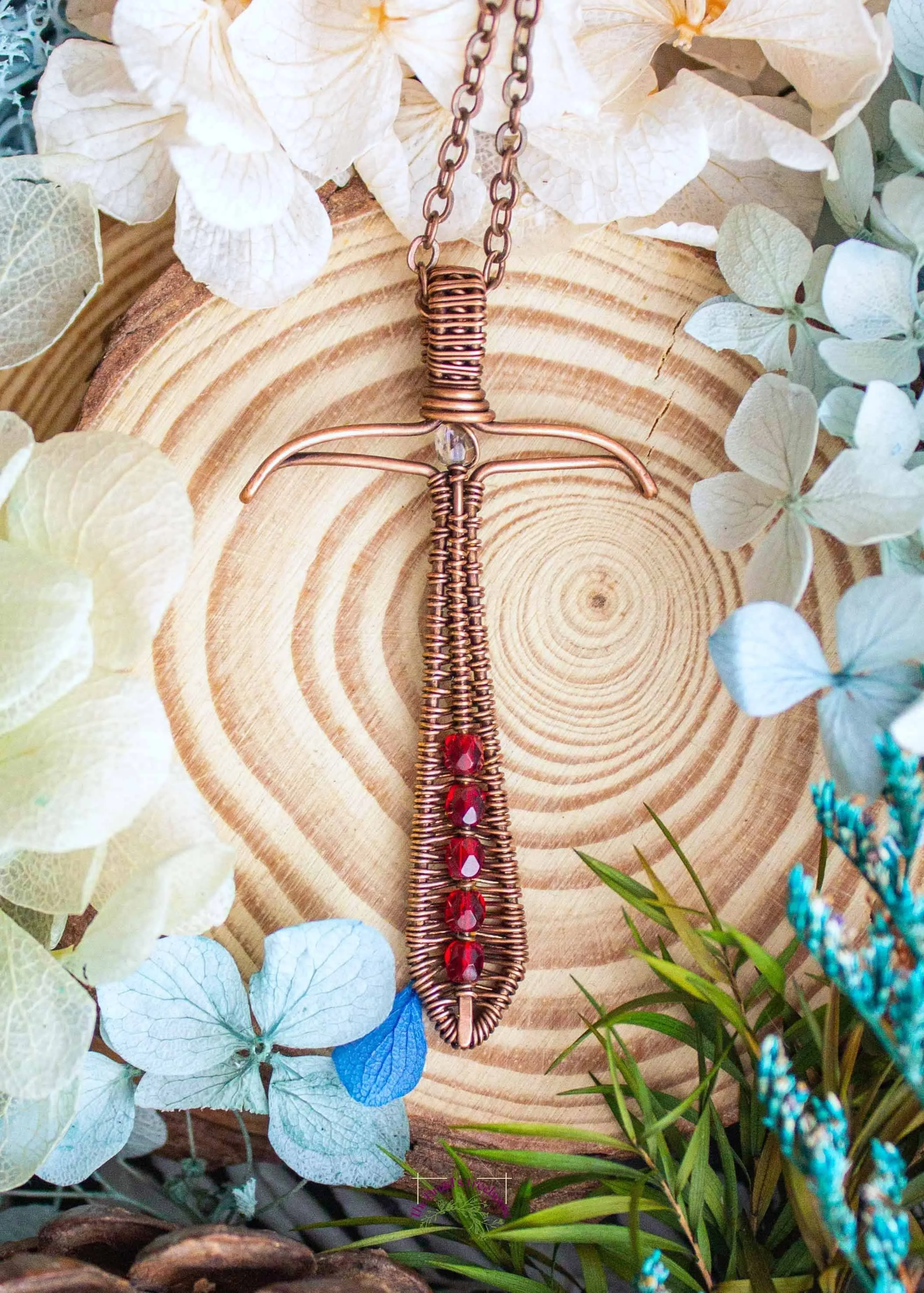 Wire Wrapped Copper Sword Pendant