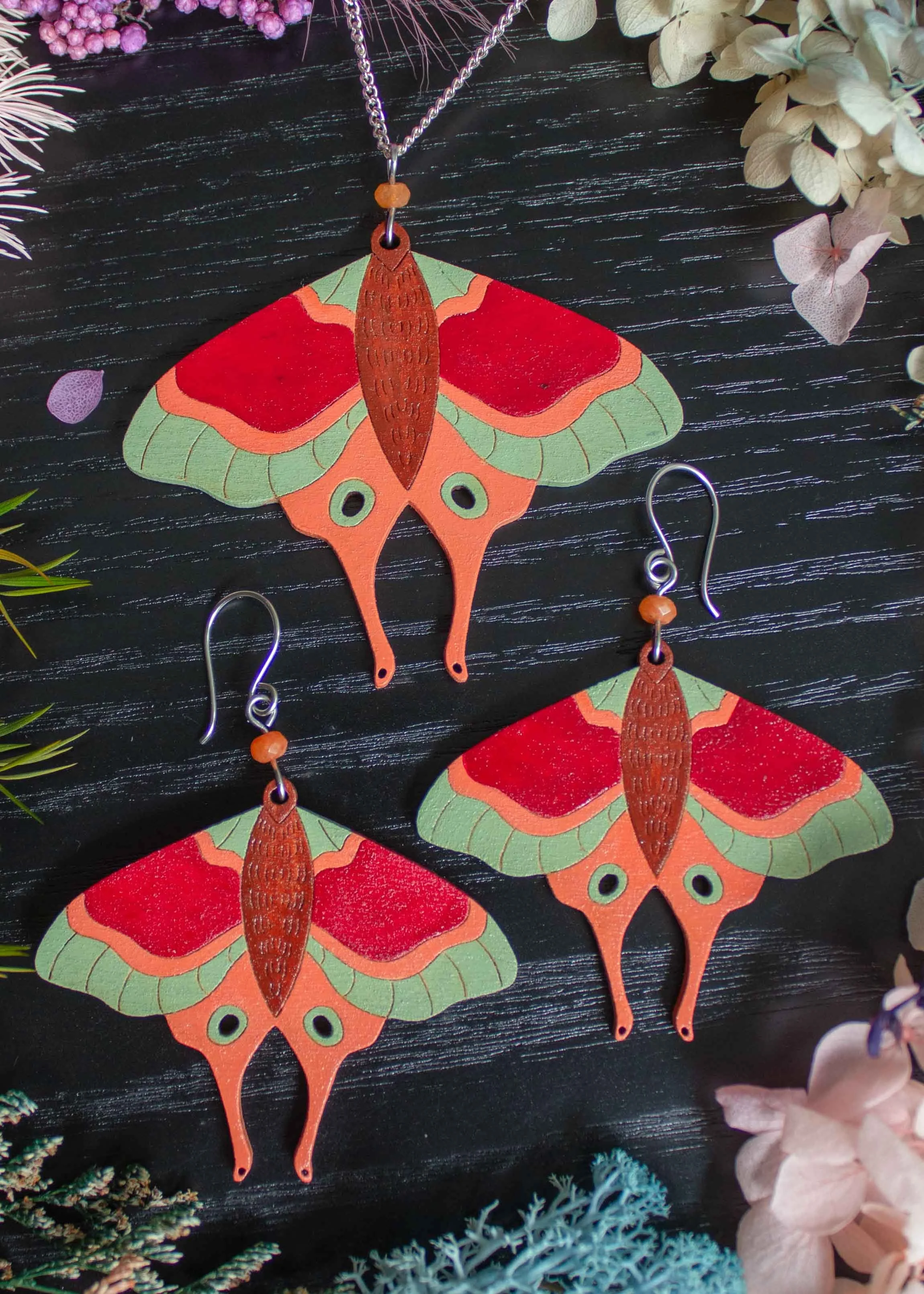 Wood Butterfly Jewellery Set