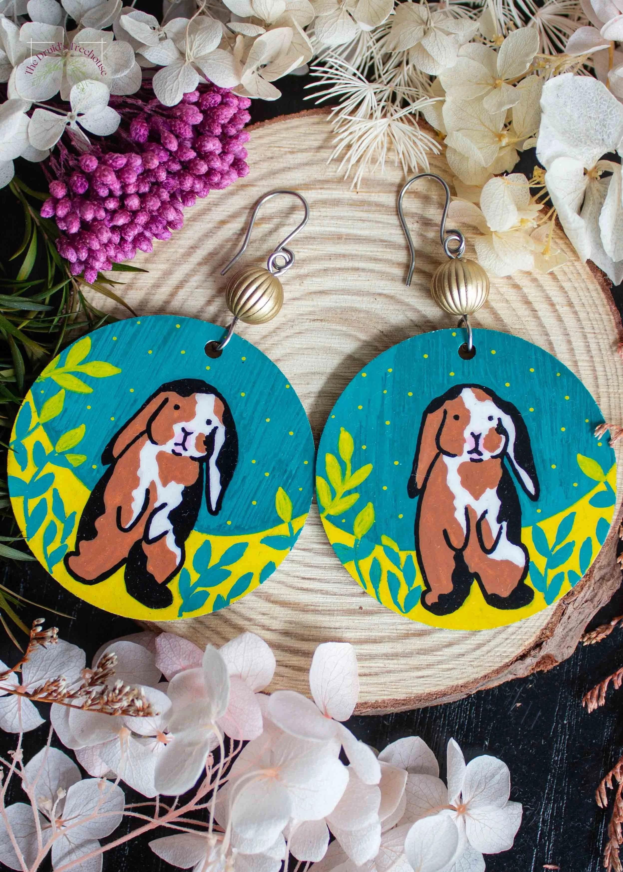Hand Painted Bunny Earrings