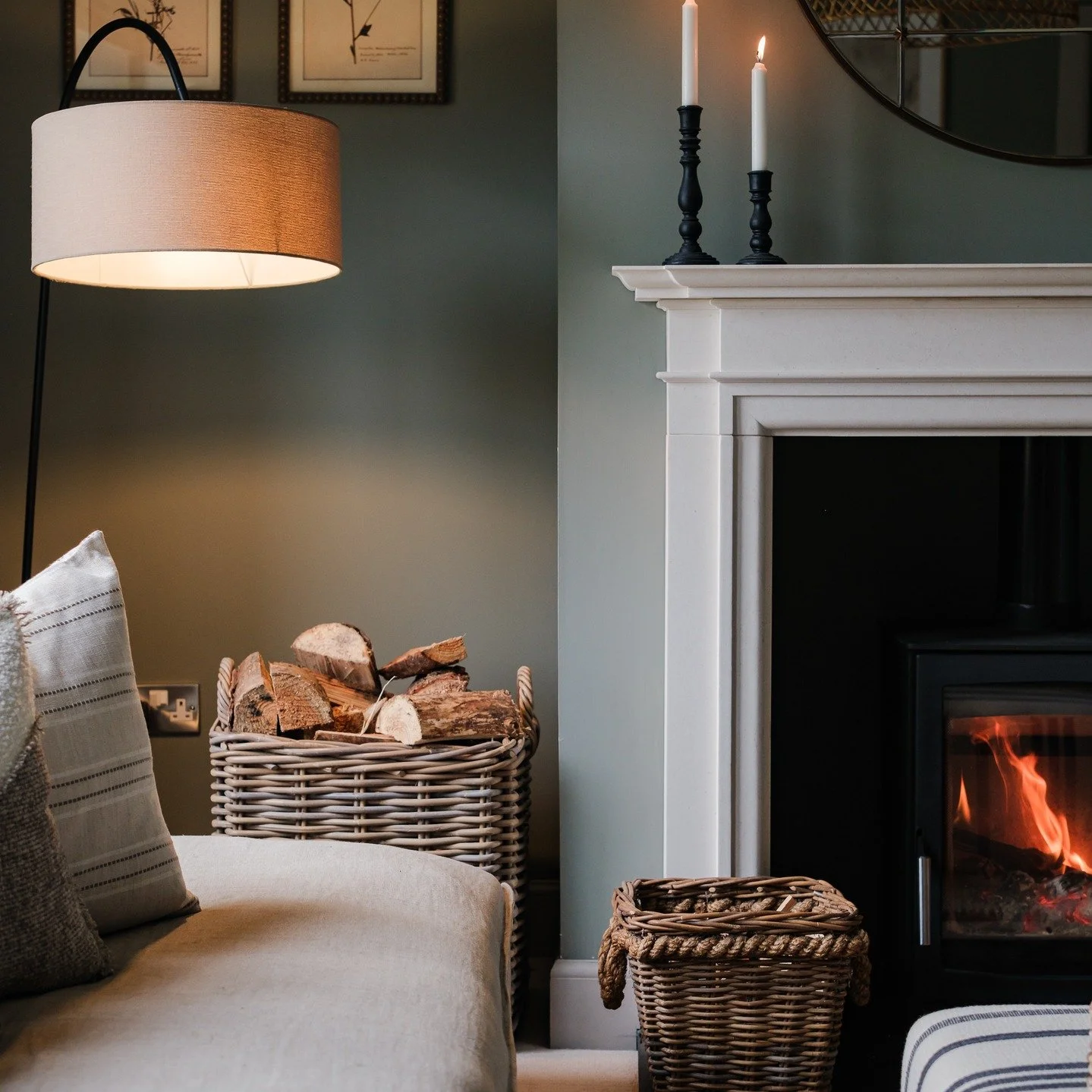 I'm delighted to share a selection of beautiful shots of the lounge in my recently completed Balado project. 
This room already had lovely bones and I worked with the client to bring some warmth and lived-in style to the space through layering textu