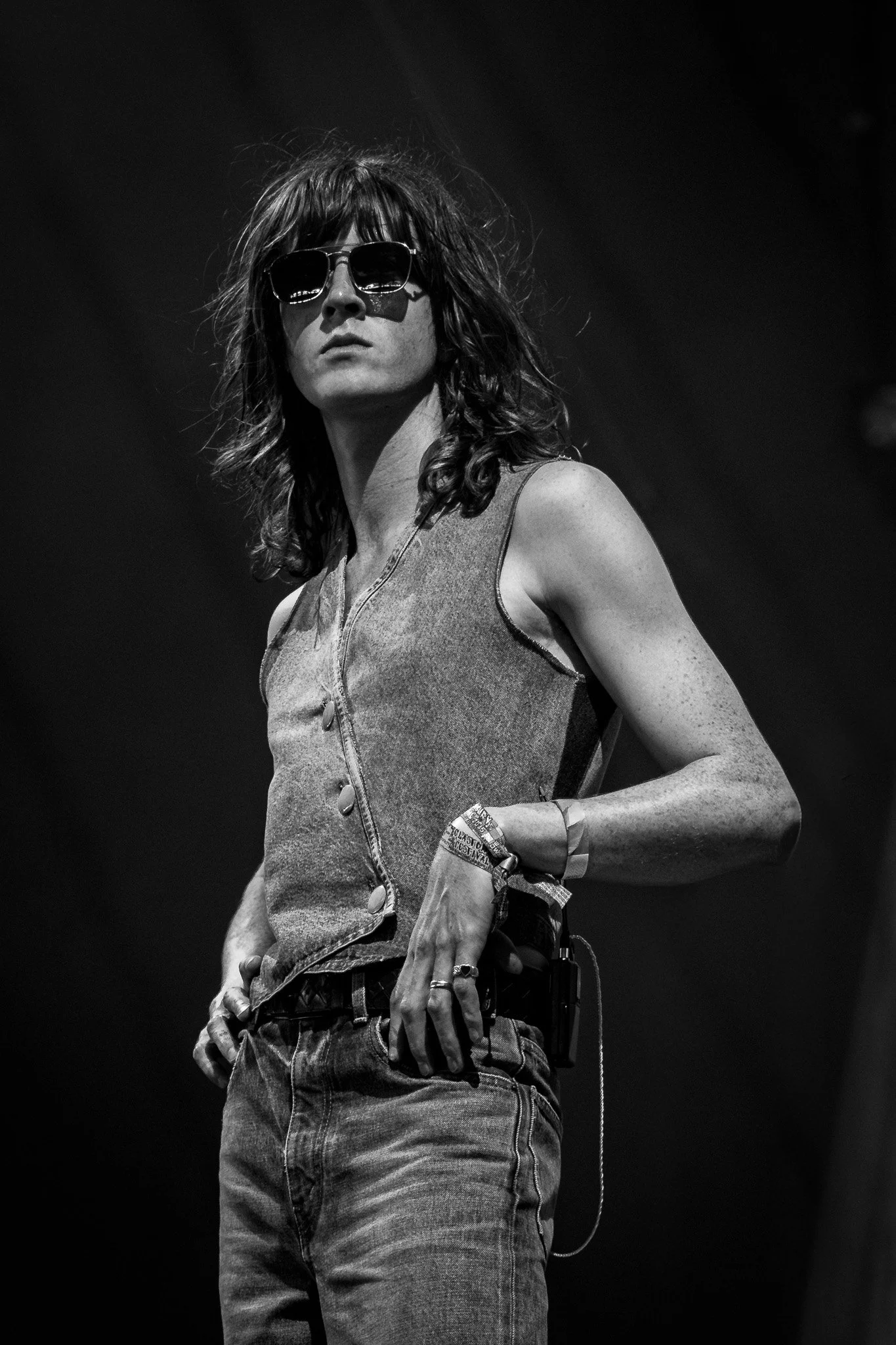 Tom Ogden of band Blossoms playing live at Glastonbury Woodsies 2025