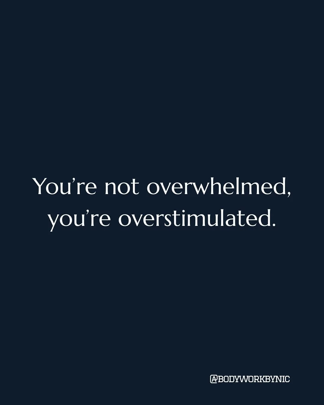 Most people aren&rsquo;t overwhelmed, they&rsquo;re overstimulated.

Your brain isn&rsquo;t designed for constant input.
 Every sound, screen, and decision adds load to your nervous system.

When the noise never stops, your body doesn&rsquo;t know wh