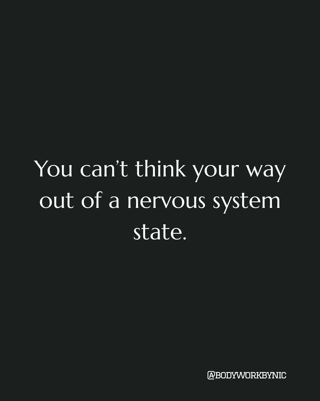 You can&rsquo;t outthink a dysregulated body.

When your nervous system perceives threat, it shifts blood flow, hormones, and brain activity toward survival.
 The logical part of your brain, the one that plans, reasons, and reflects, goes dim.

That&