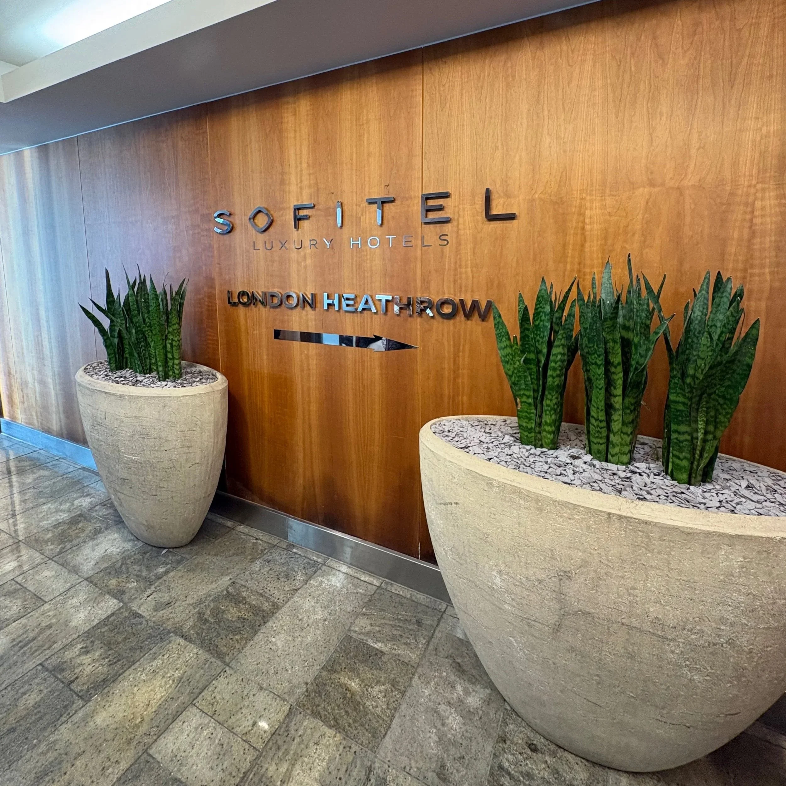 Image of the Sofitel sign at London Heathrow terminal 5