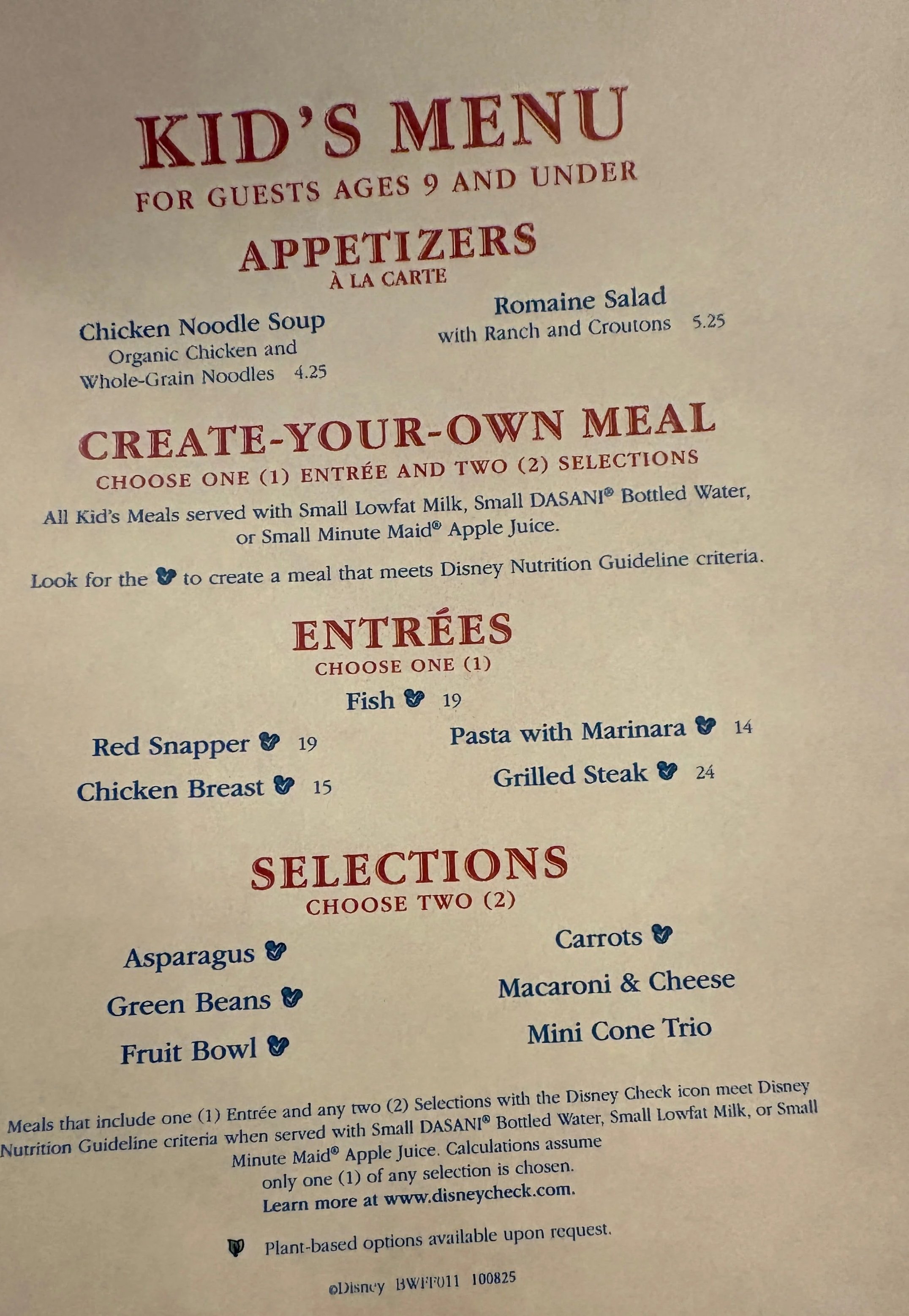 Image of the Flying Fish Kids' menu - a restaurant at Disney's Boardwalk