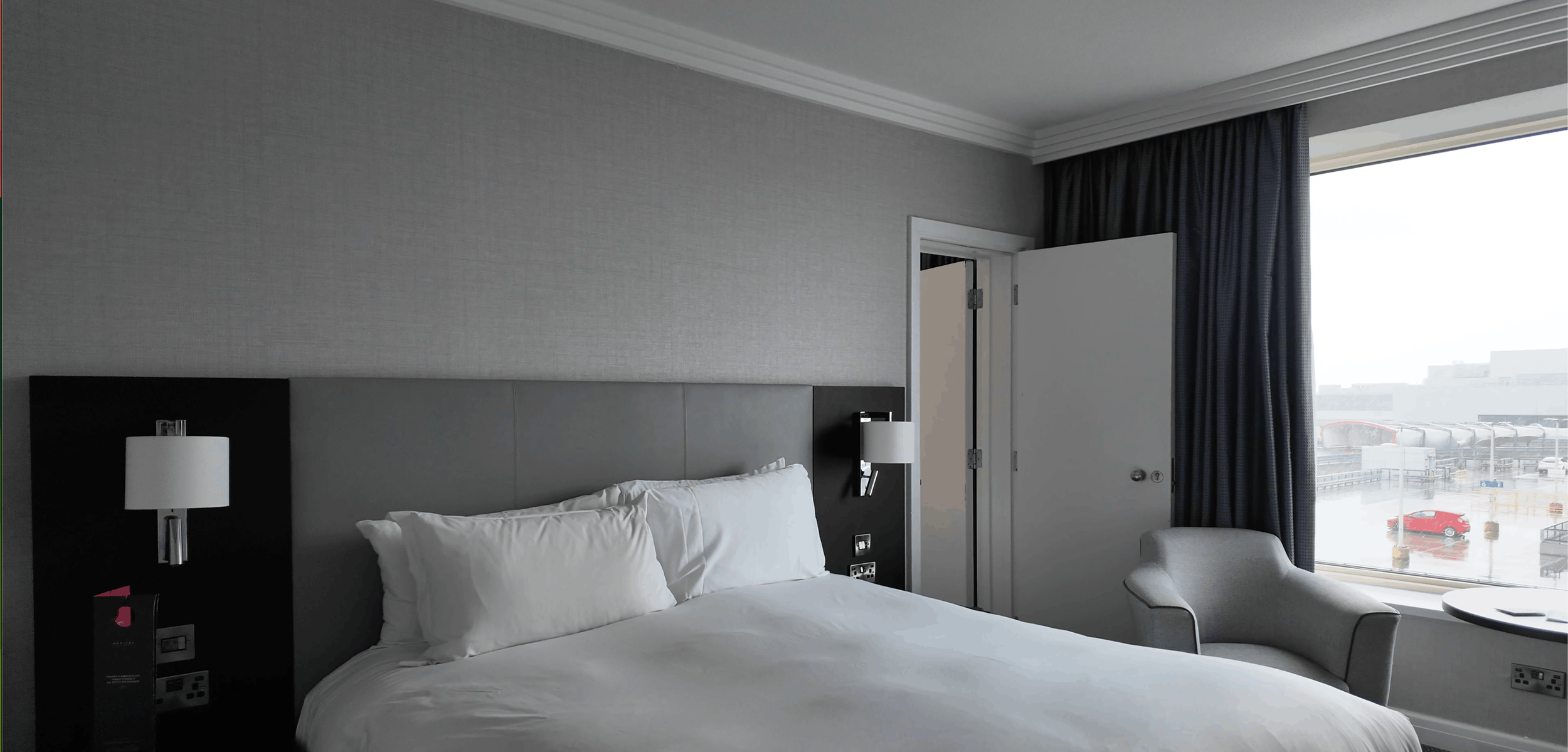 Sofitel Gatwick Room showing beds and view