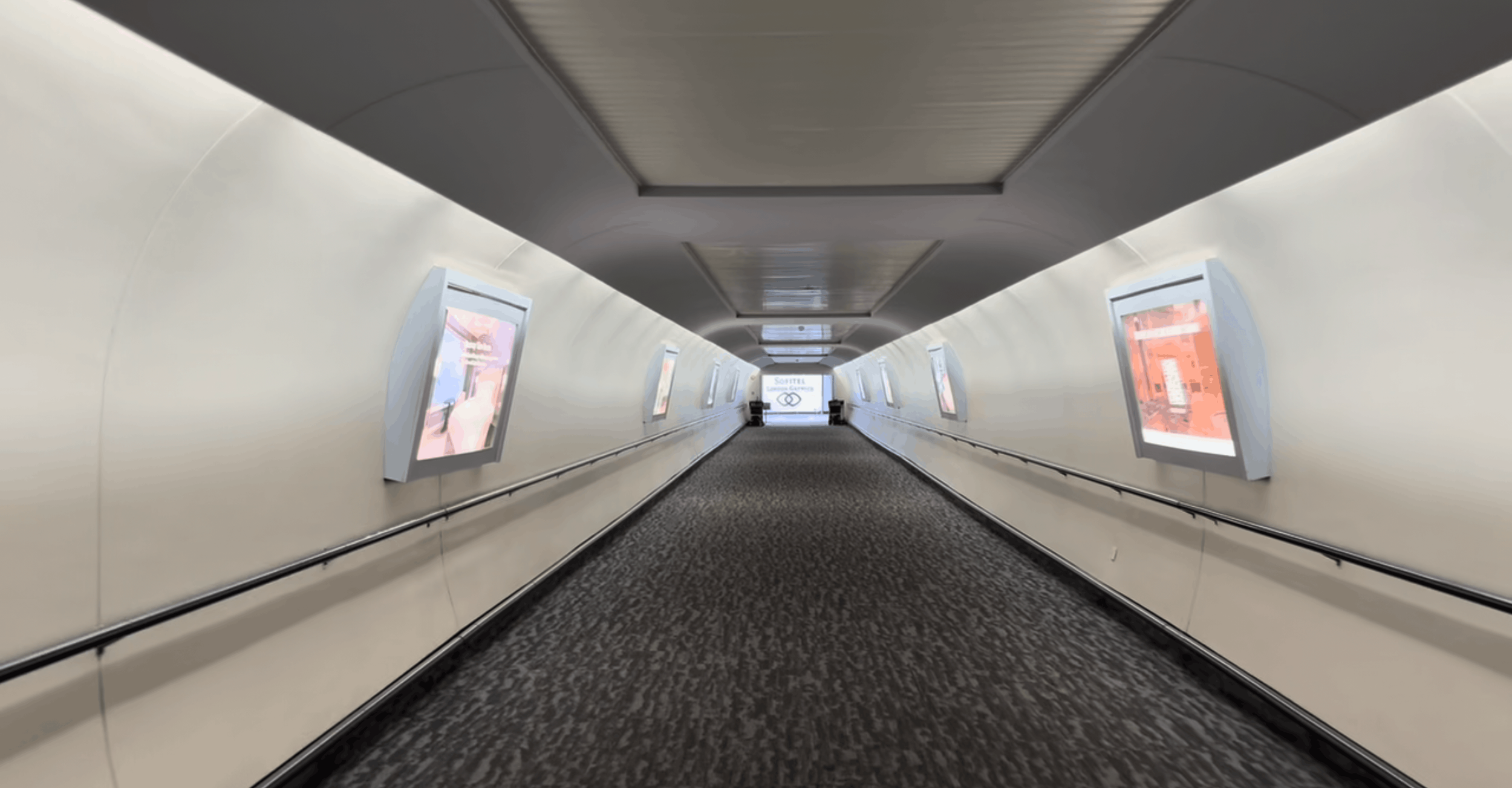 The covered walkway provides direct access between the Sofitel and Gatwick North Terminal.
