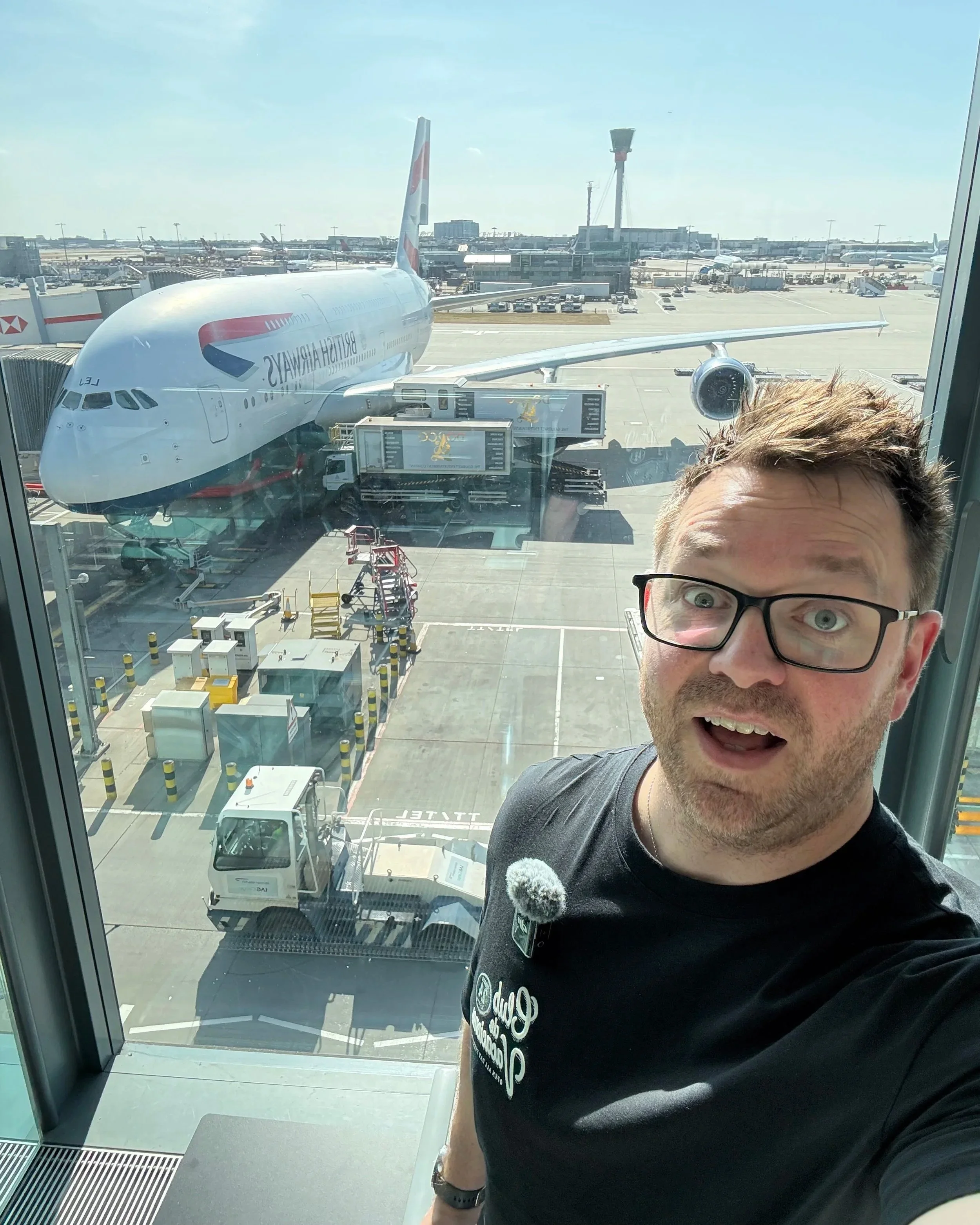 Image of me waiting to board and A380 for the first time