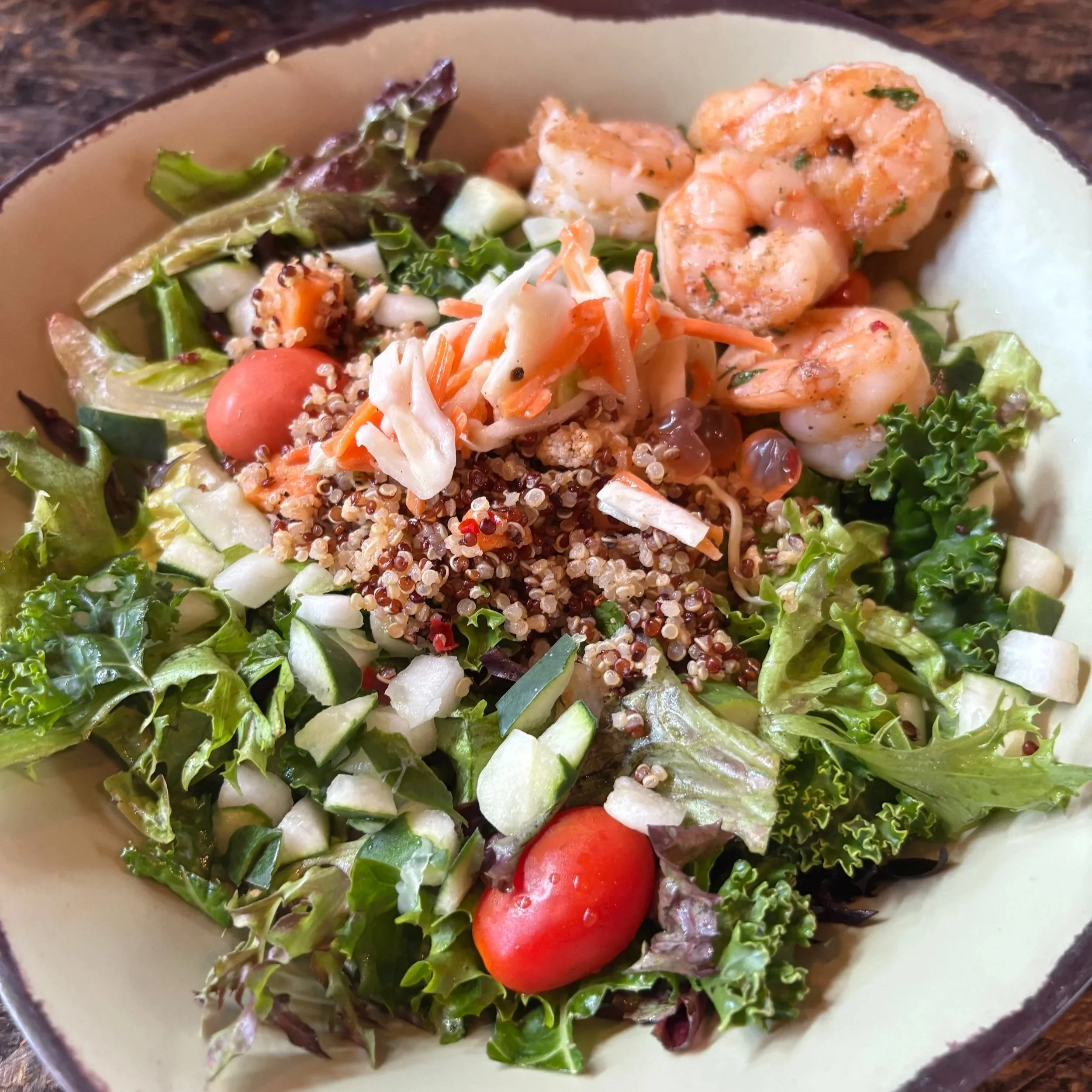Shrimp and grains salad at Satu'li Canteen, Animal Kingdom, Walt Disney World Florida.