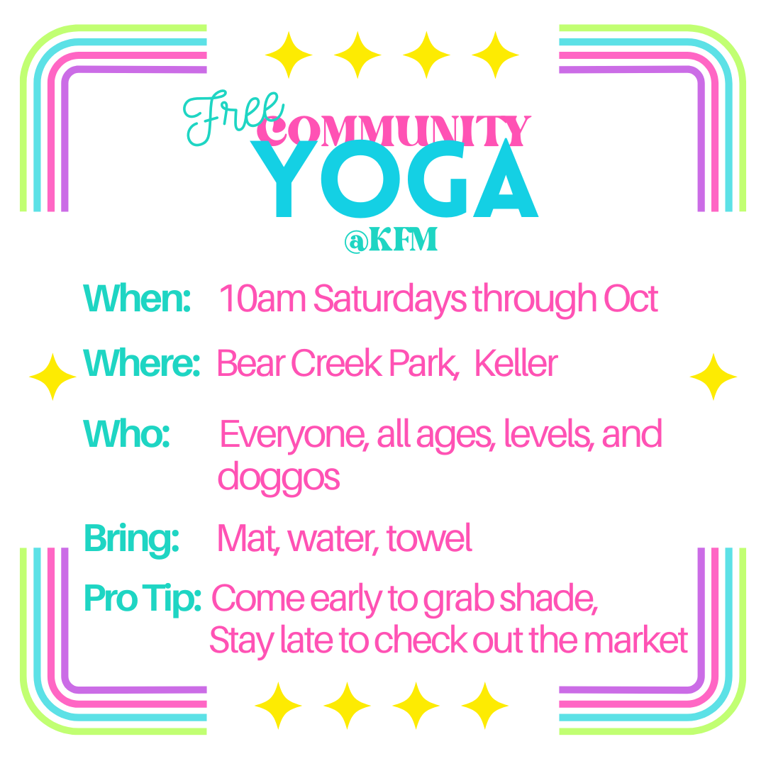 Free community yoga in Keller, Saturdays at 10a.
