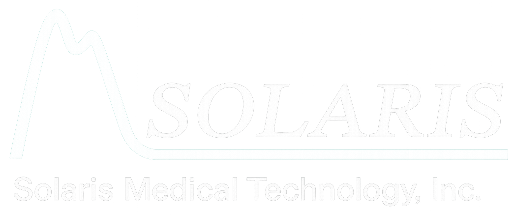 Logo de Solaris Medical Technology, Inc. avec une ligne stylisée évoquant un pic ou une montagne, le nom 'SOLARIS' en grand, et la mention 'Solaris Medical Technology, Inc.' en dessous.