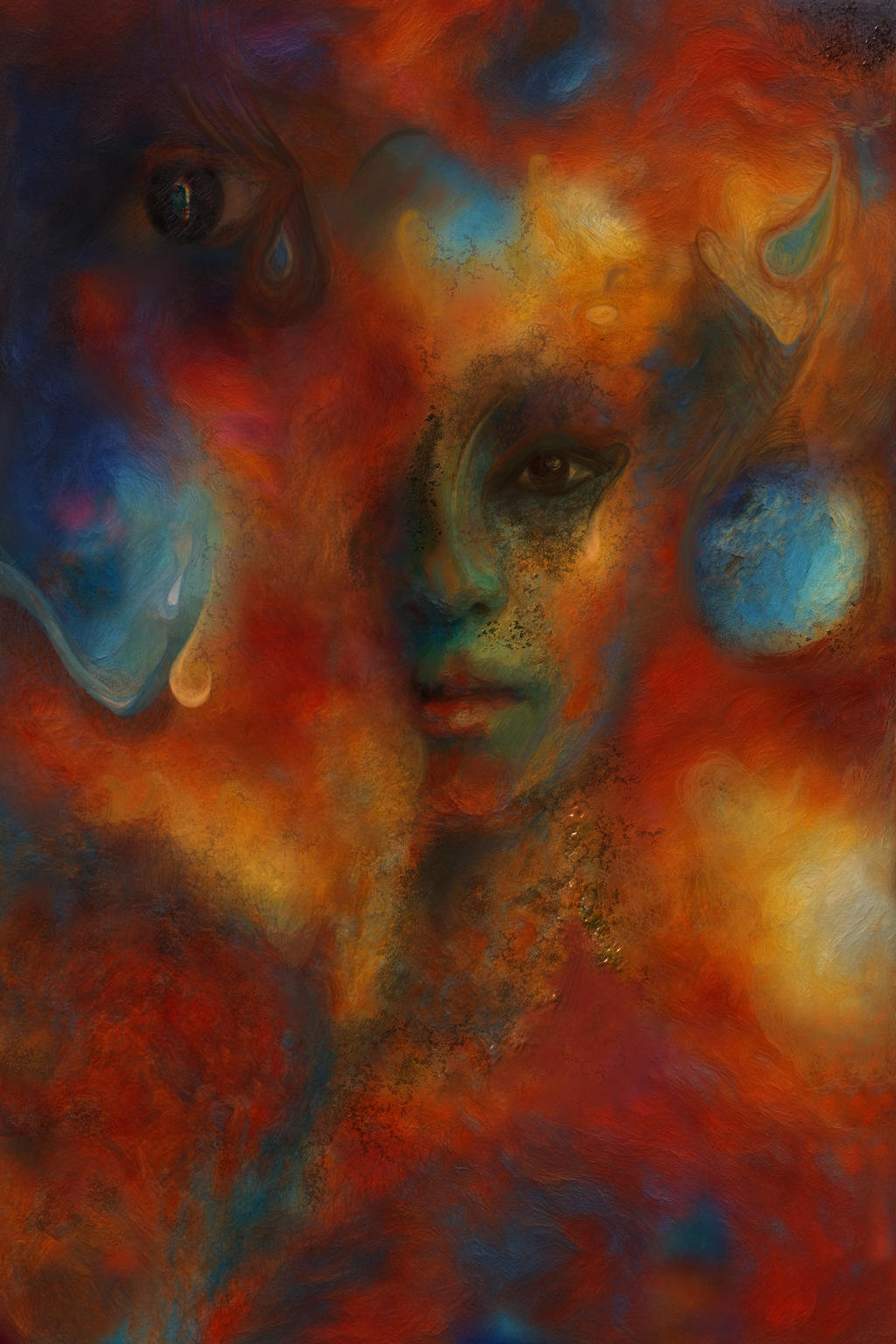 The One Who Watched It Burn. 50x60 cm, Mixed Media on Hahnemühle Paper