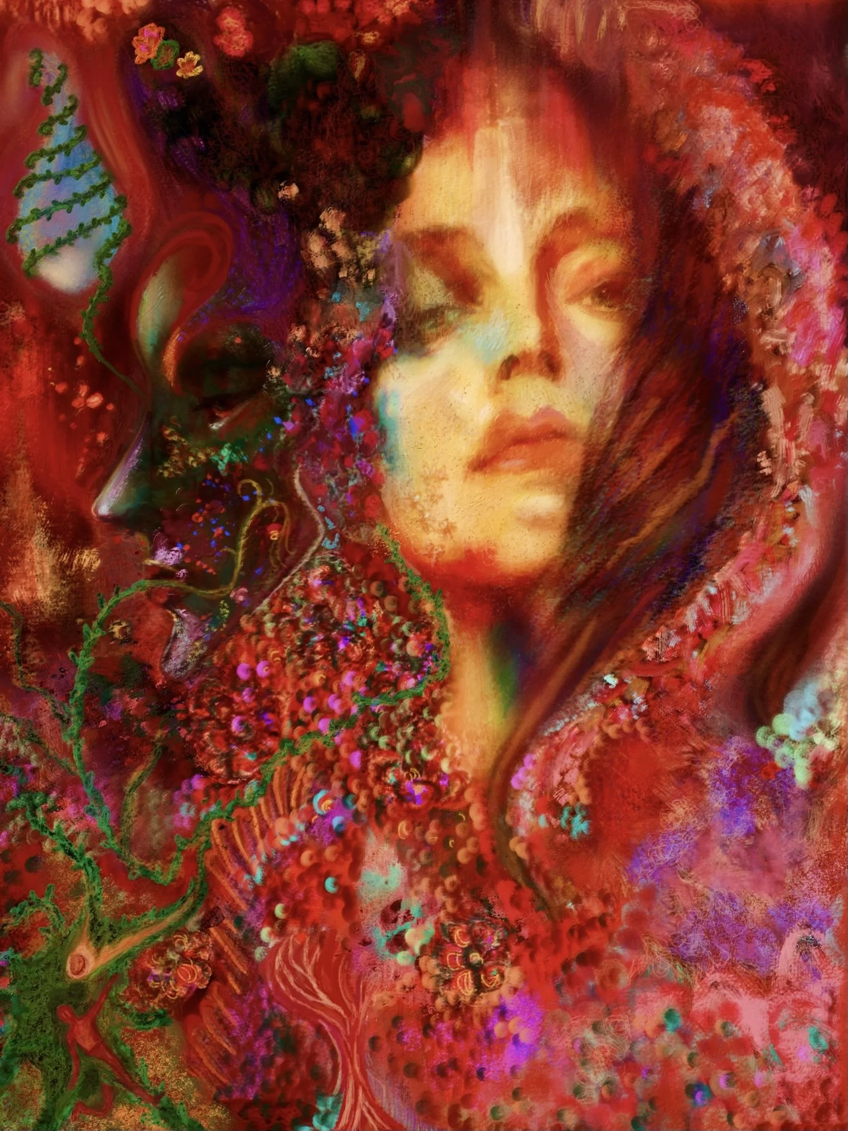 Viridescence. 50x60 cm, Mixed Media on Hahnemühle Paper