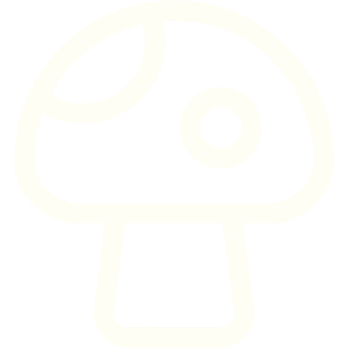Simple black and white icon of a mushroom.