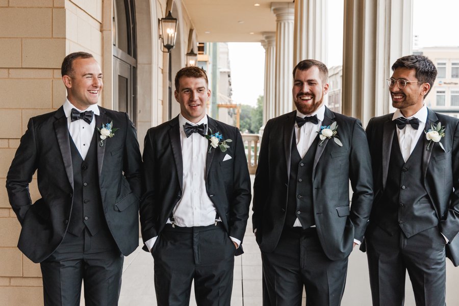 Brittany and Conner Stradling wedding groomsmen photo clean white boutonnieres.jpg