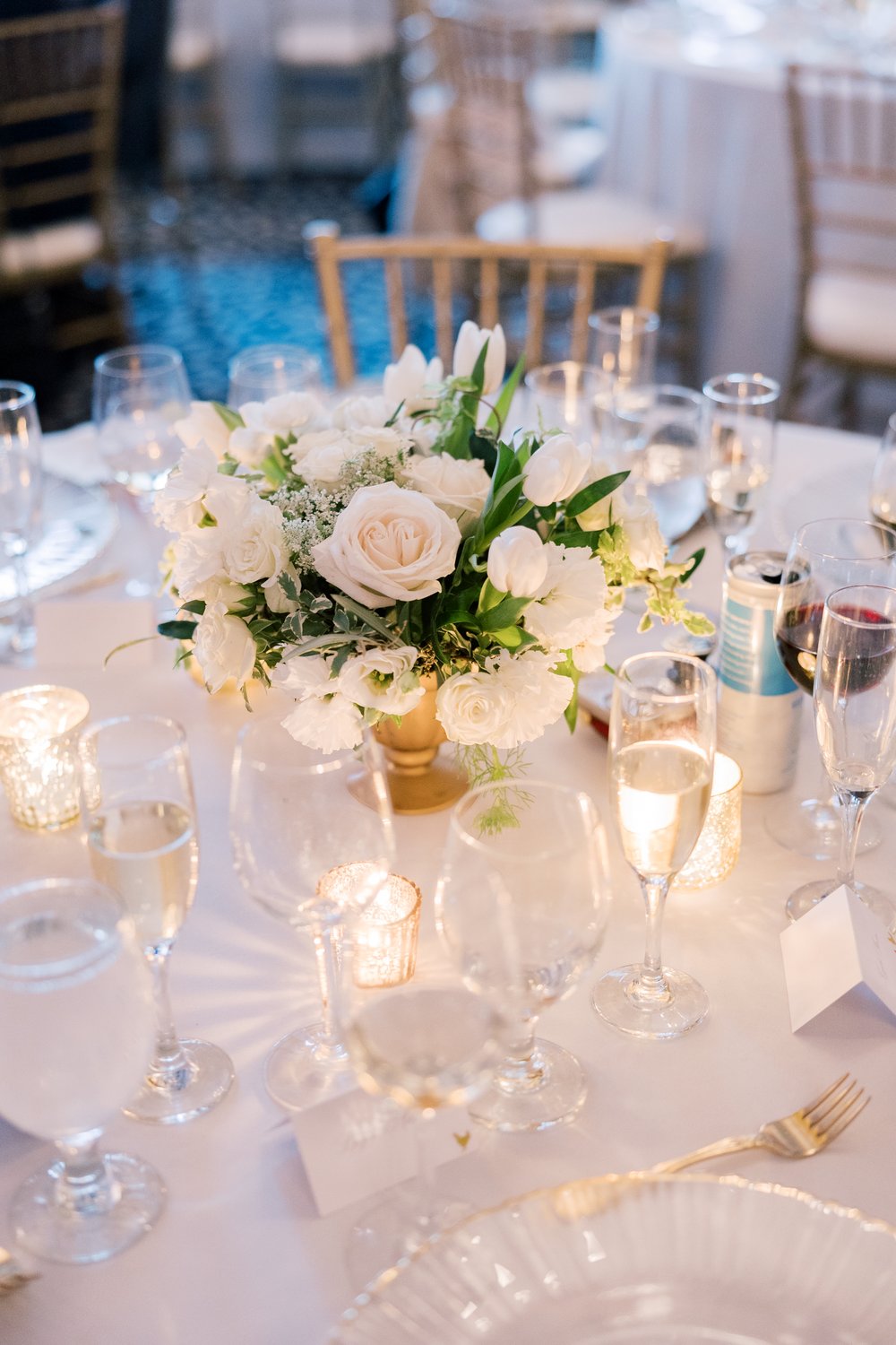 Kolettis Wedding Bridgewater Club elegant white floral centerpiece reception decor.jpg