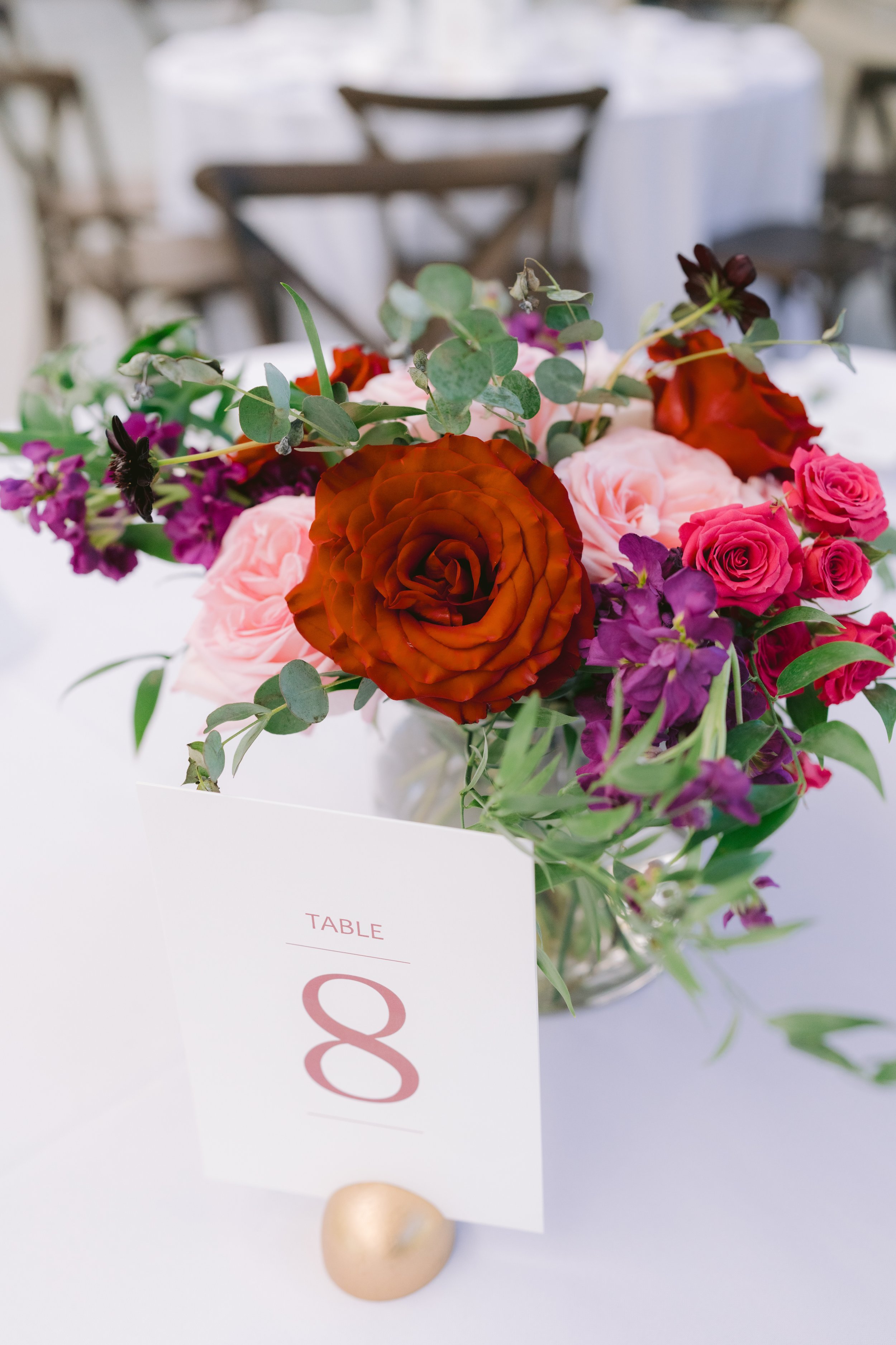 Anita and Travis Trivedi Wedding red and pink wedding reception centerpiece florals bouquet.jpg