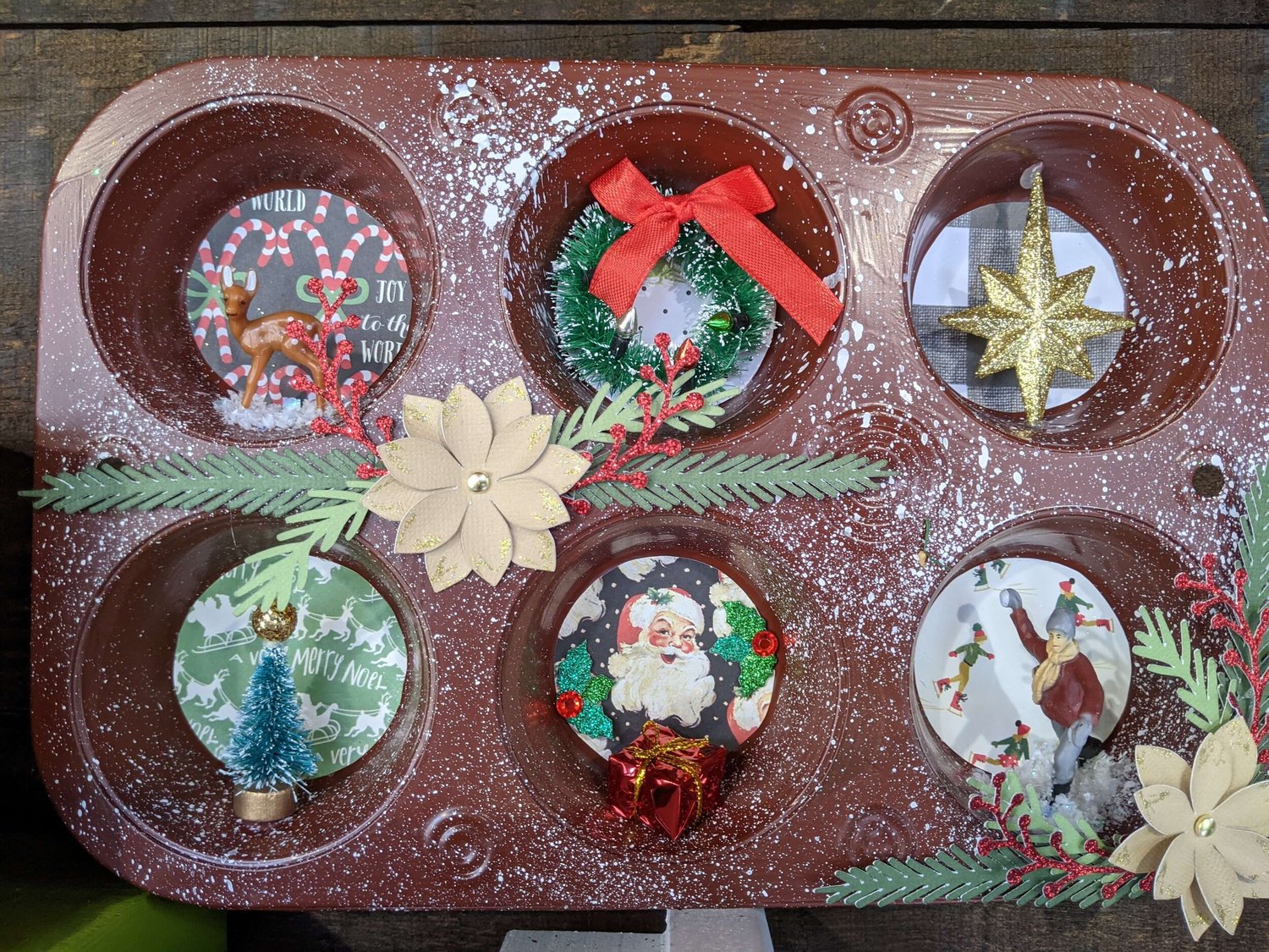 Vintage Metal Muffin Tin Christmas Decoration ~ Peace & Joy & Wrapped In  Christmas Stamp Sets - phyllisstamps