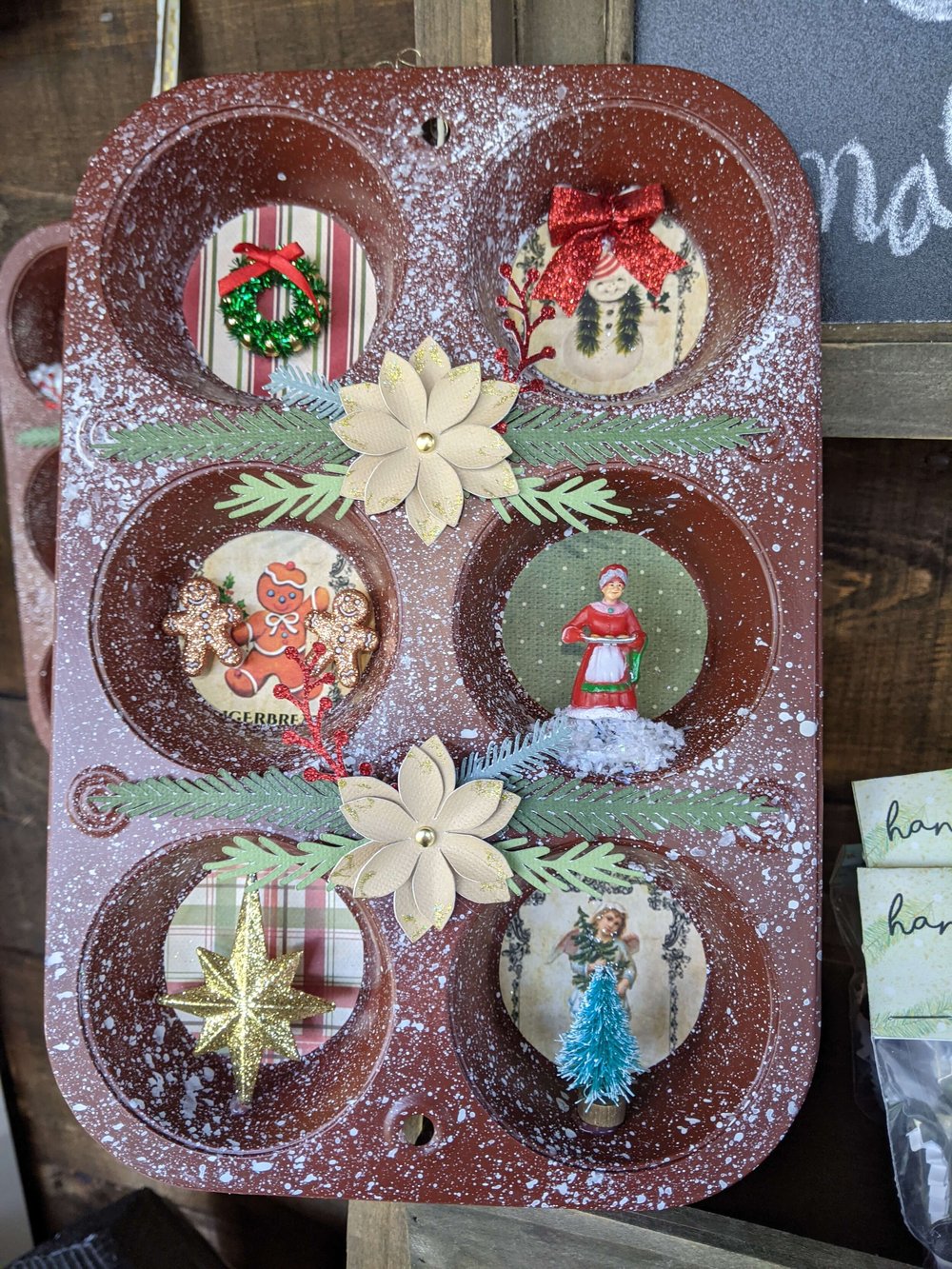 Decorative Holiday Muffin Tin Wall Decor - Wreath Top Left — Glimmerbug  Handmade Art