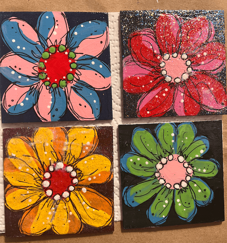 Friday Night Art Club: Pizza, Wine, Sweets, Laughs and Acrylic Painted Magnets