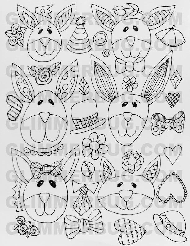 Coloring Bunnies 1 Digital Download
