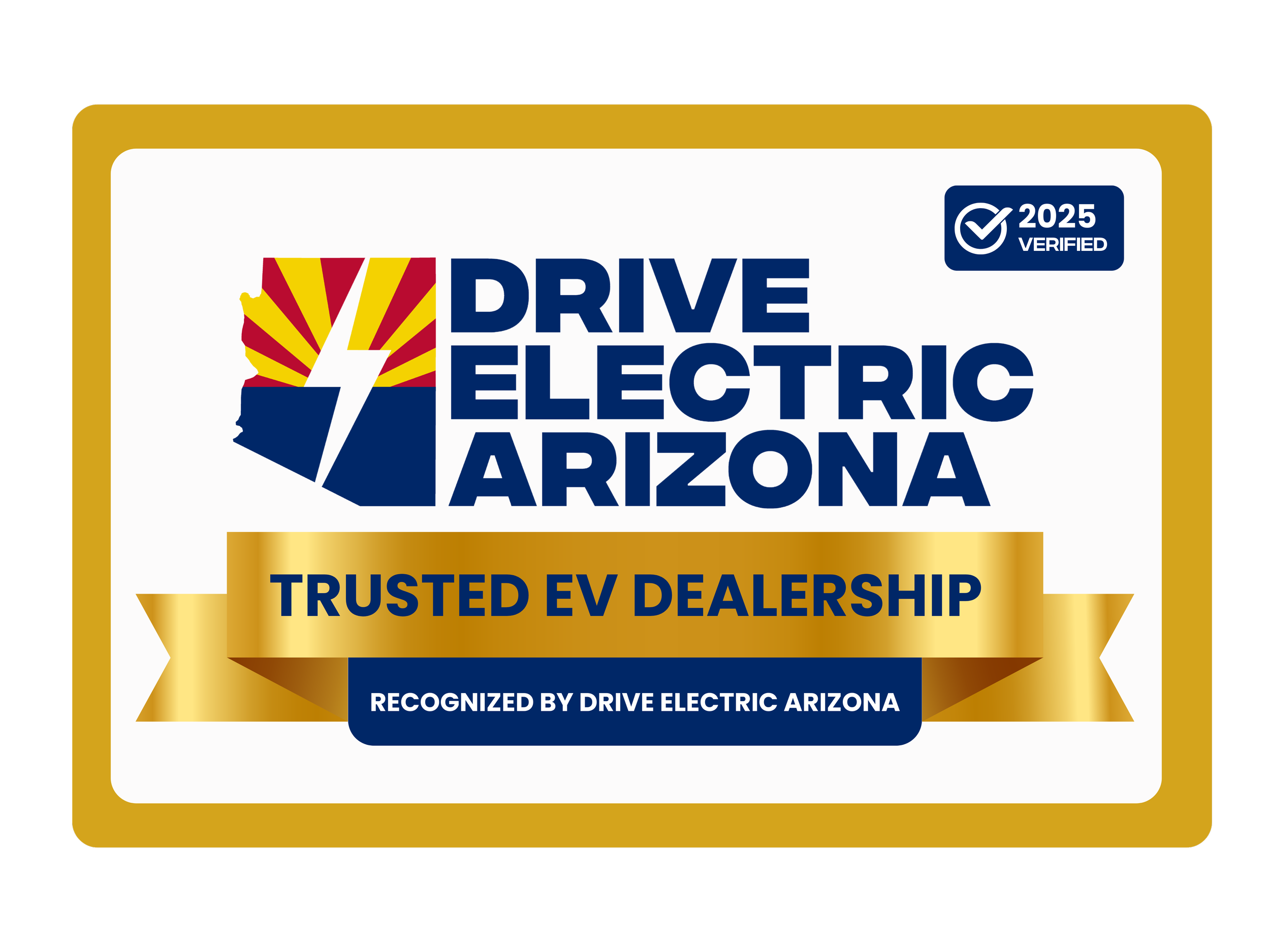 DRIVE Electric Arizona Trusted EV Dealership badge