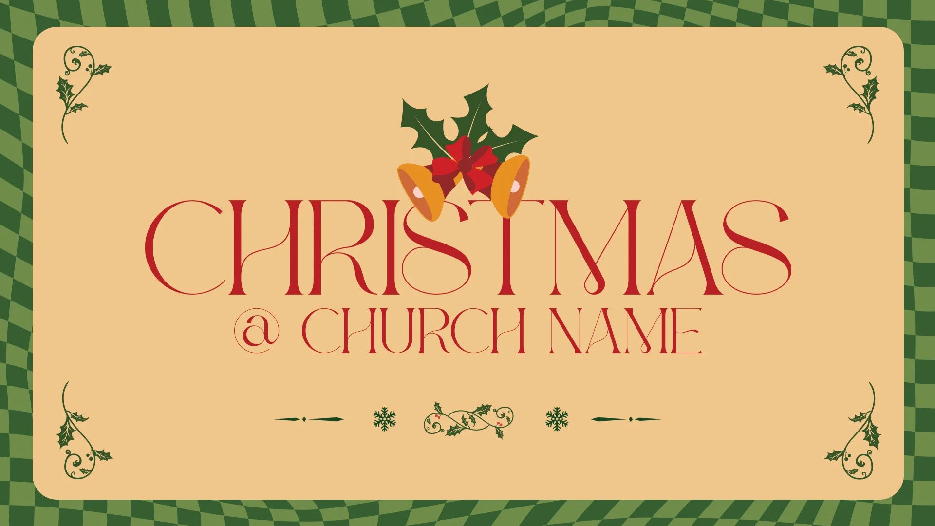 Christmas At Church Name Checkered