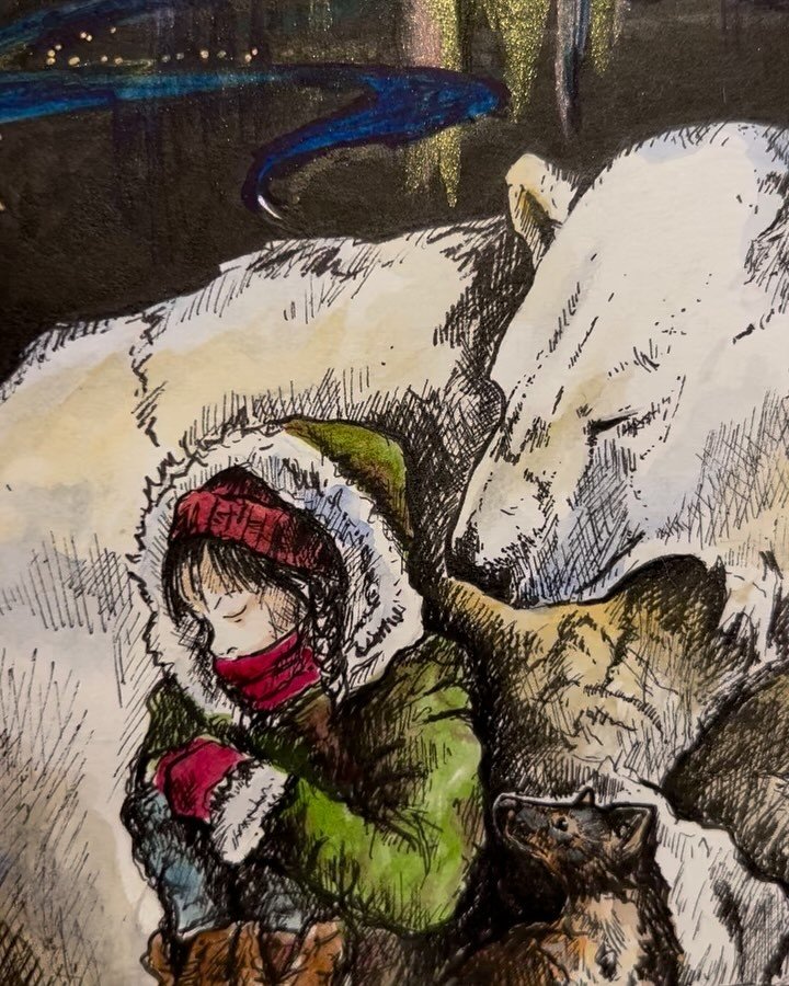 &lsquo;Lyra&rsquo; 
Original 
pen and ink with real magical &lsquo;Dust&rsquo; 😉 
Unframed 

Message me if you&rsquo;d like to give her and Iorek a home (or for more information) 

✨🌙🐻&zwj;❄️

#hisdarkmaterials #iorekbyrnison #lyra #phillippullman