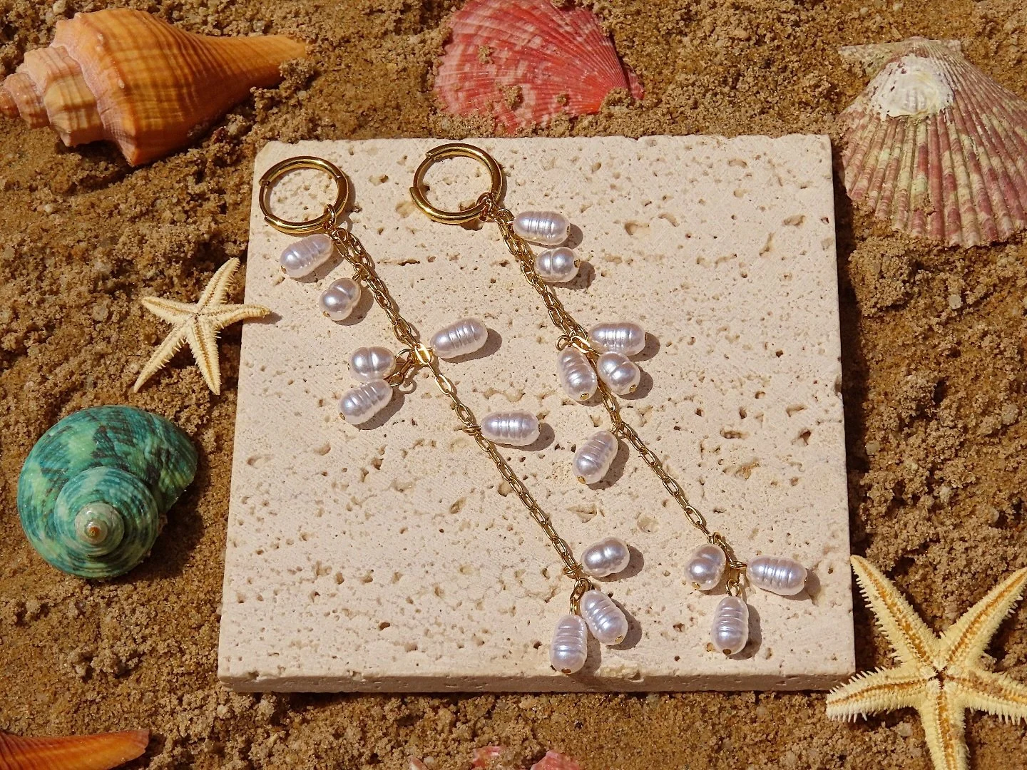From the beach to the afterparty. Our Solara earrings currently on sale!