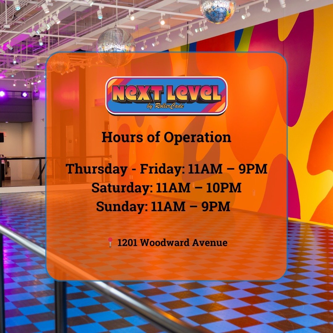 Put Next Level and Remix Detroit on your #downtowndetroit bucket list 🛼 ✨ 

Check out the hours of operations and tag us in your stories!