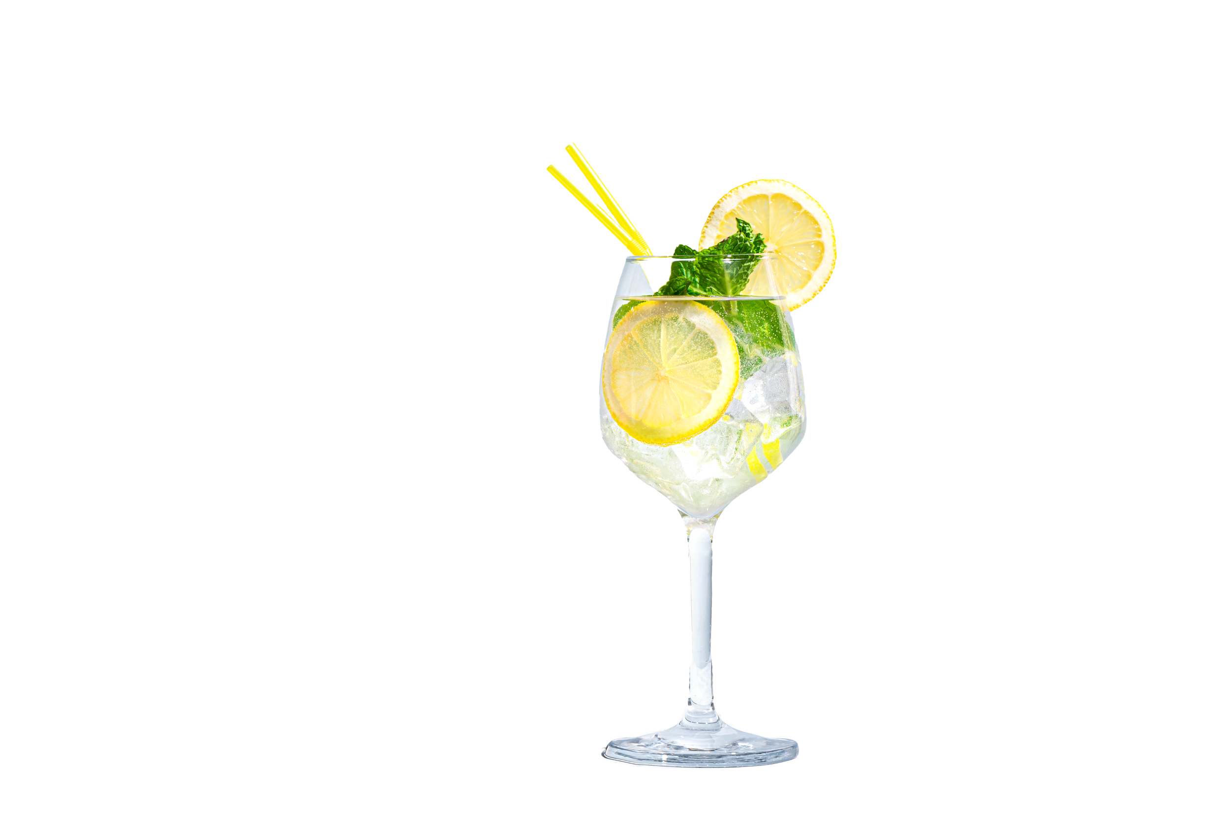 Stock photo of a cocktail with lemon.