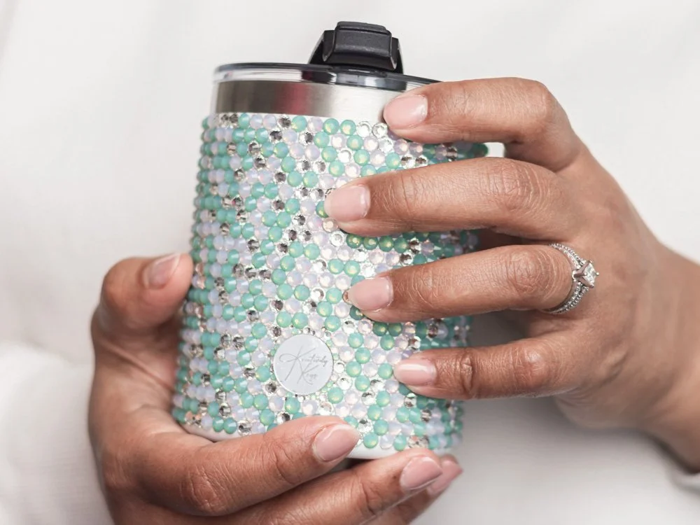 Lowball Cocktail Tumbler - Green Opal Kaleidoscope