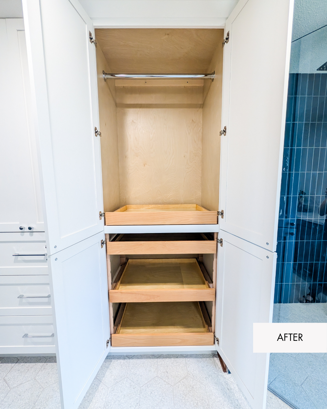 Lee's Summit primary closet remodel with custom storage solutions