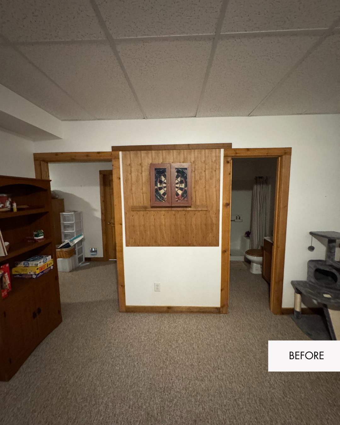 Basement office before remodel in Grain Valley Missouri without door and unfinished entry