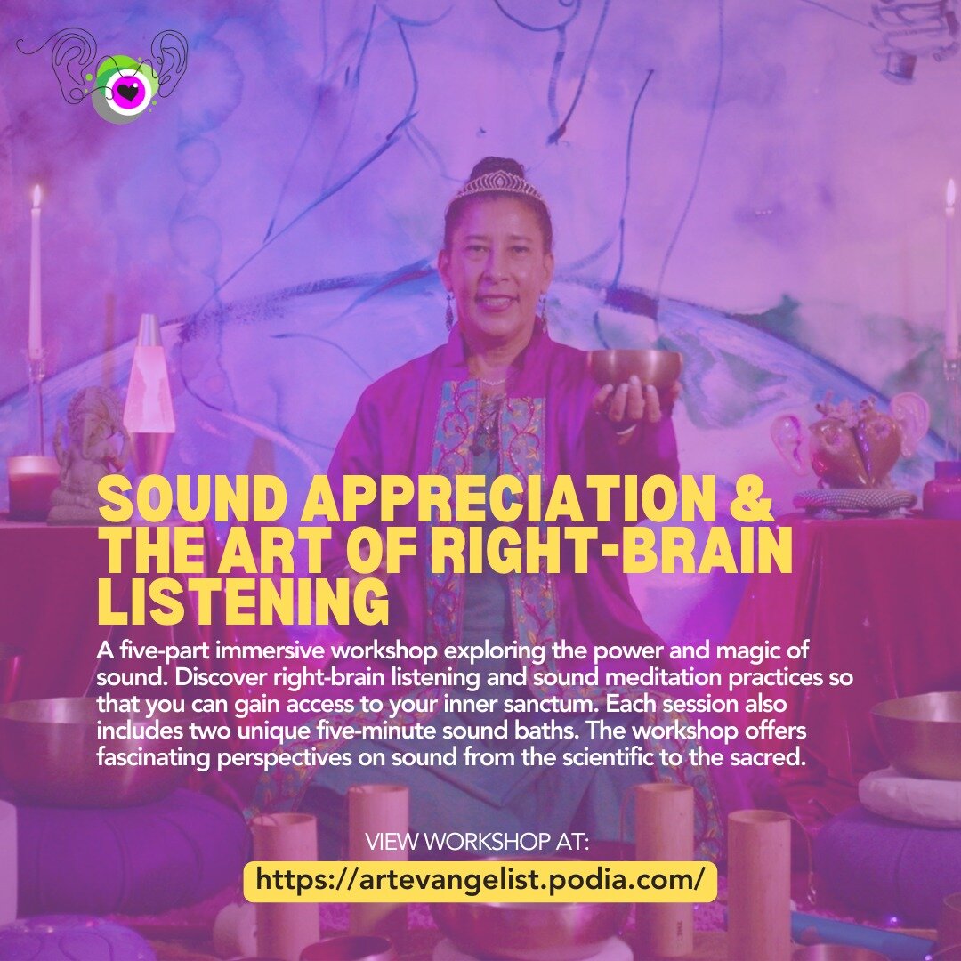 🎶 Unlock the Magic of Sound 🧘&zwj;♀️✨ Dive into a 5-part journey of Sound Appreciation &amp; Right-Brain Listening! 🌟 Immerse yourself in the world of sound and meditation, and unlock the secrets of your inner sanctum. 🙌🔮 Experience two enchanti