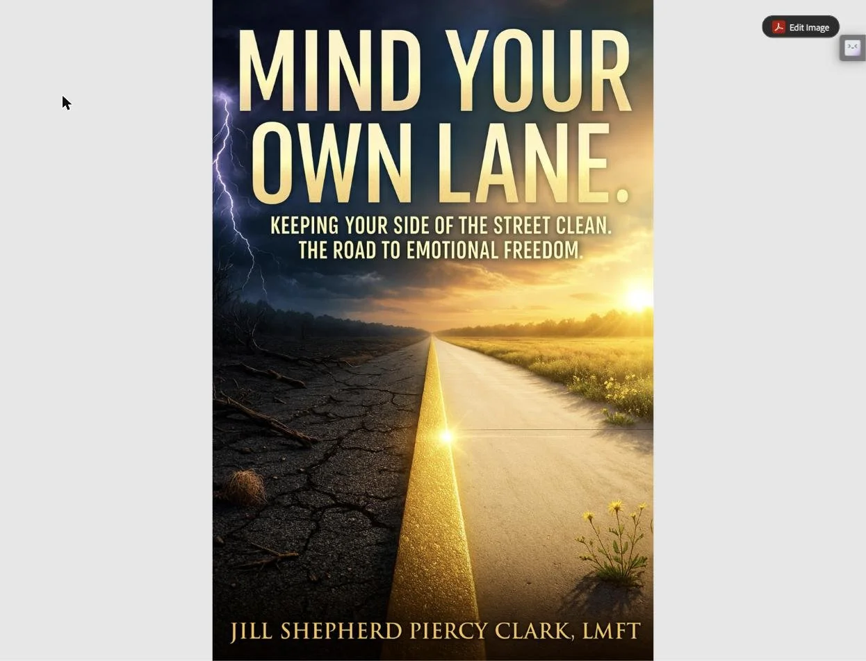 Mind Your Own Lane book cover by Jill Shepherd Piercy Clark, LMFT