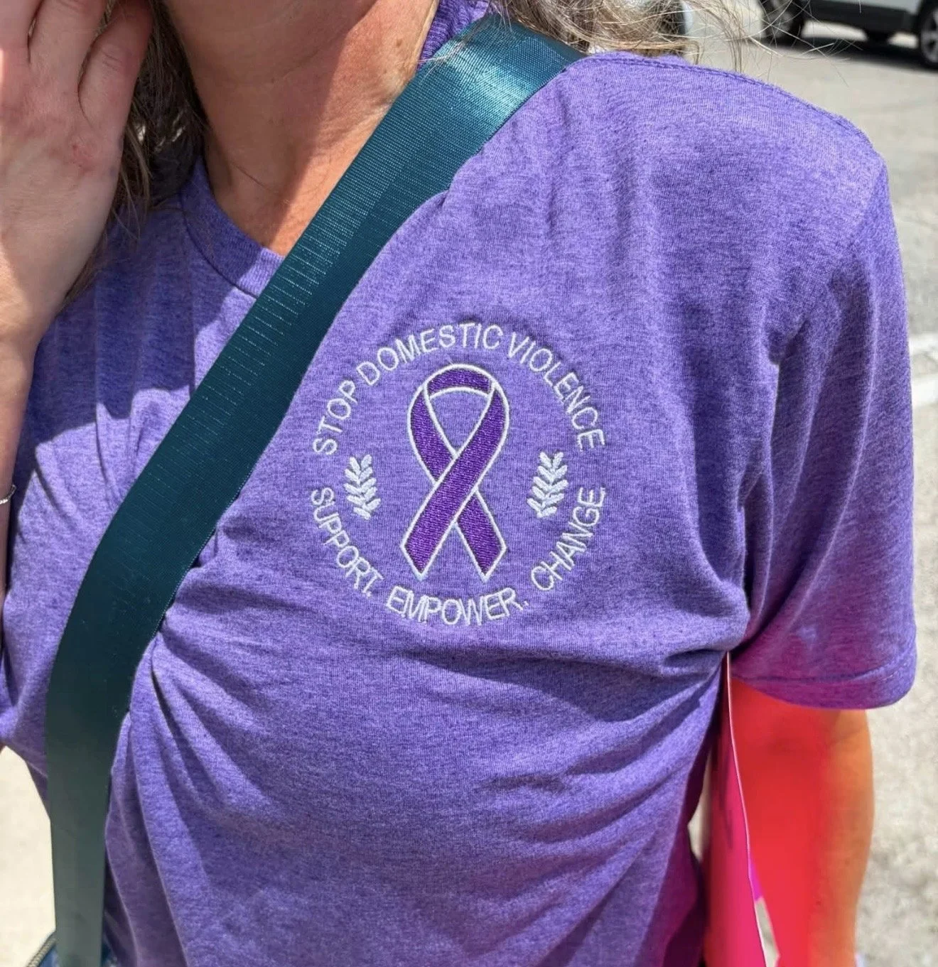 Stop Domestic Violence Embroidered T-Shirt