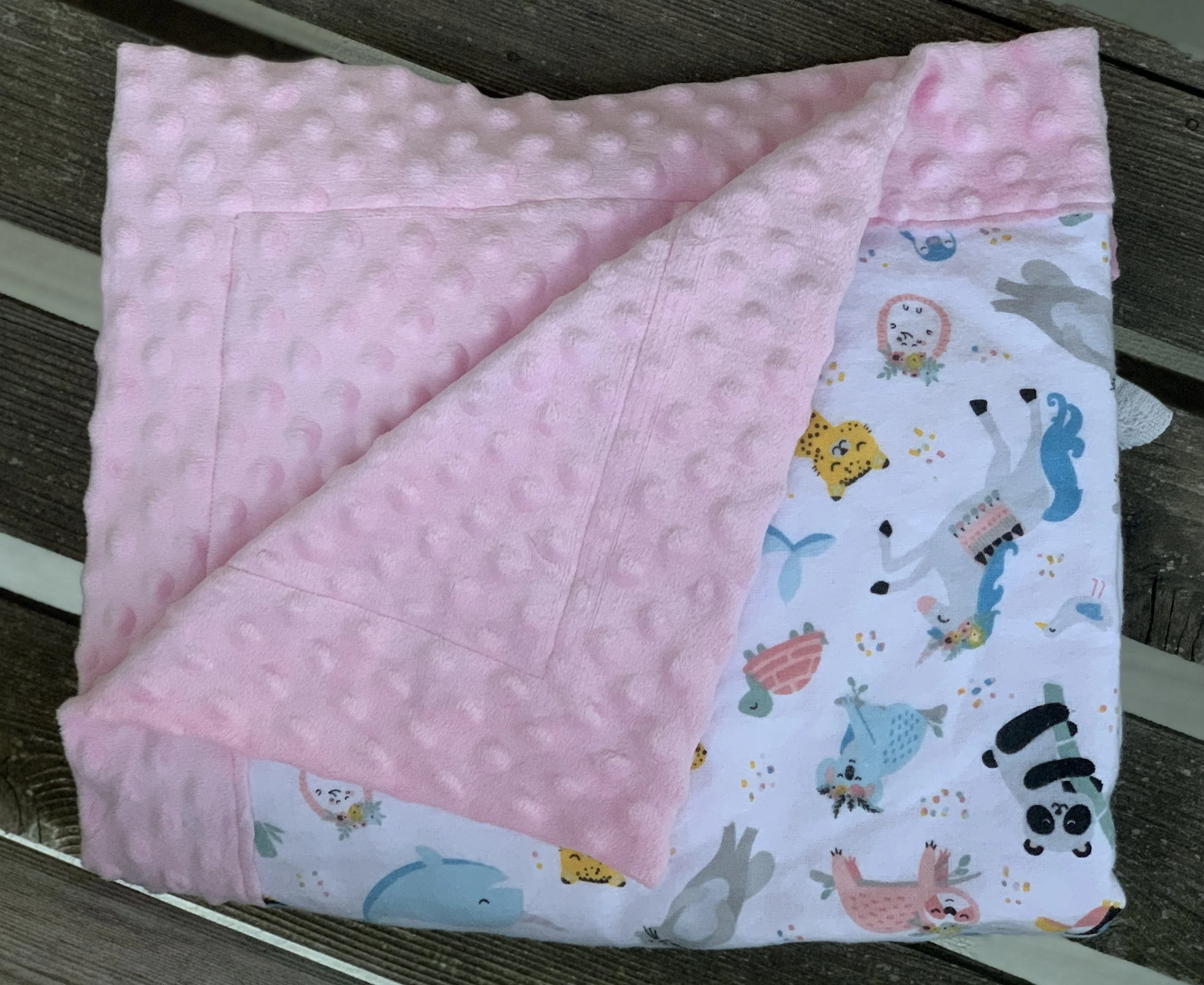 Personalized Handmade pink baby blanket