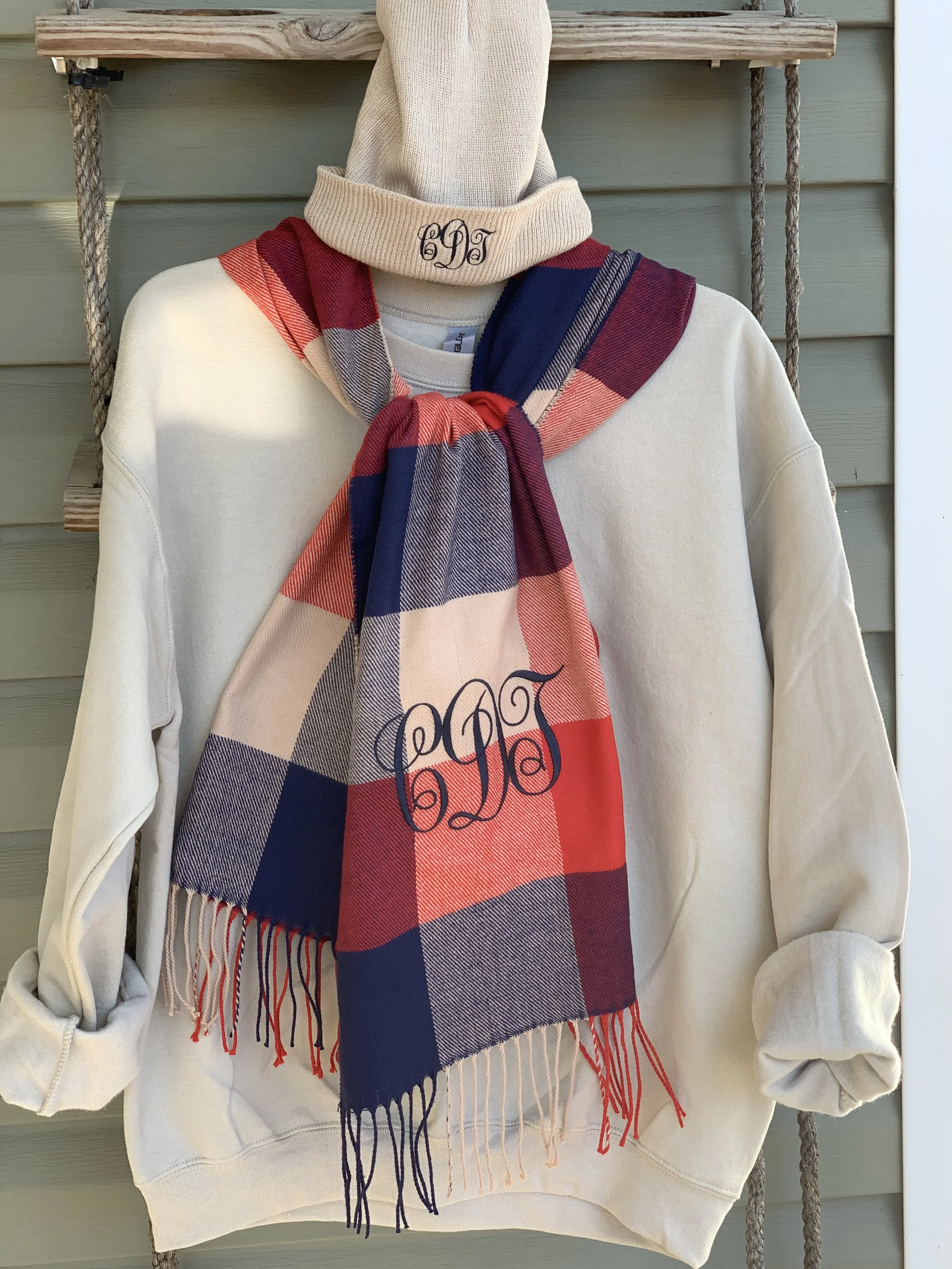 Personalized Monogram Plaid Scarf