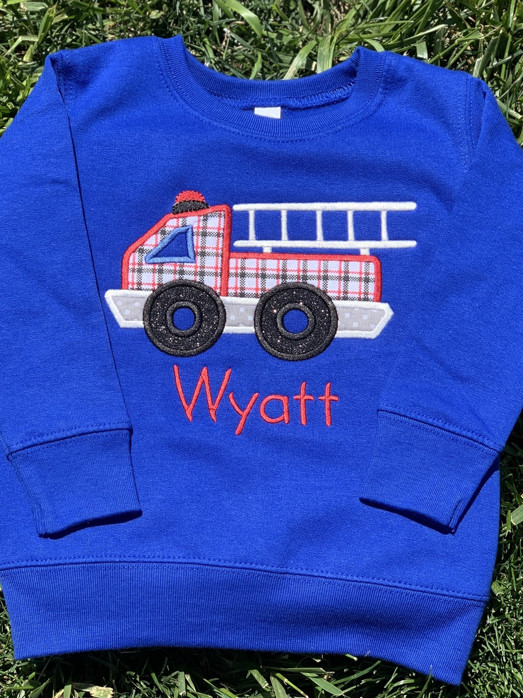 Toddler Firetruck Applique Crewneck