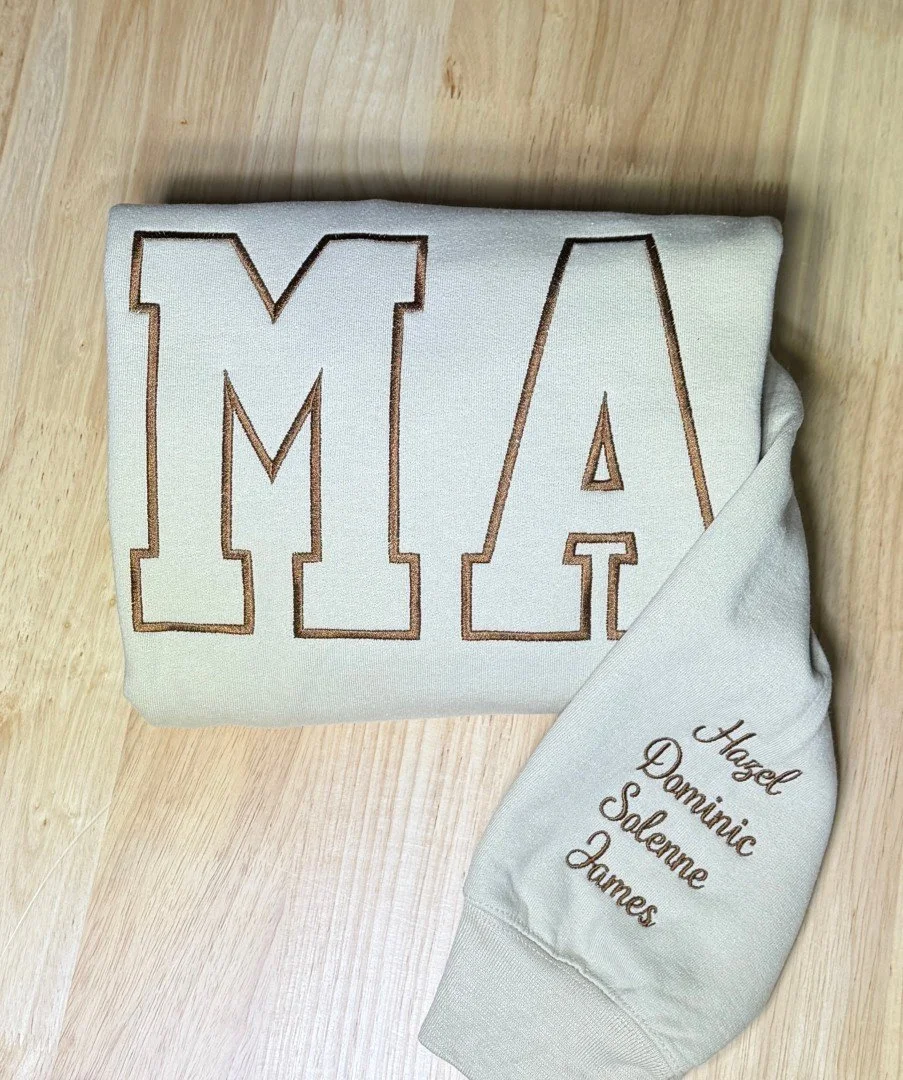 Custom MA Crewneck Sweatshirt
#embroidery #EosAndFlora #ootd #giftideas #momlife
